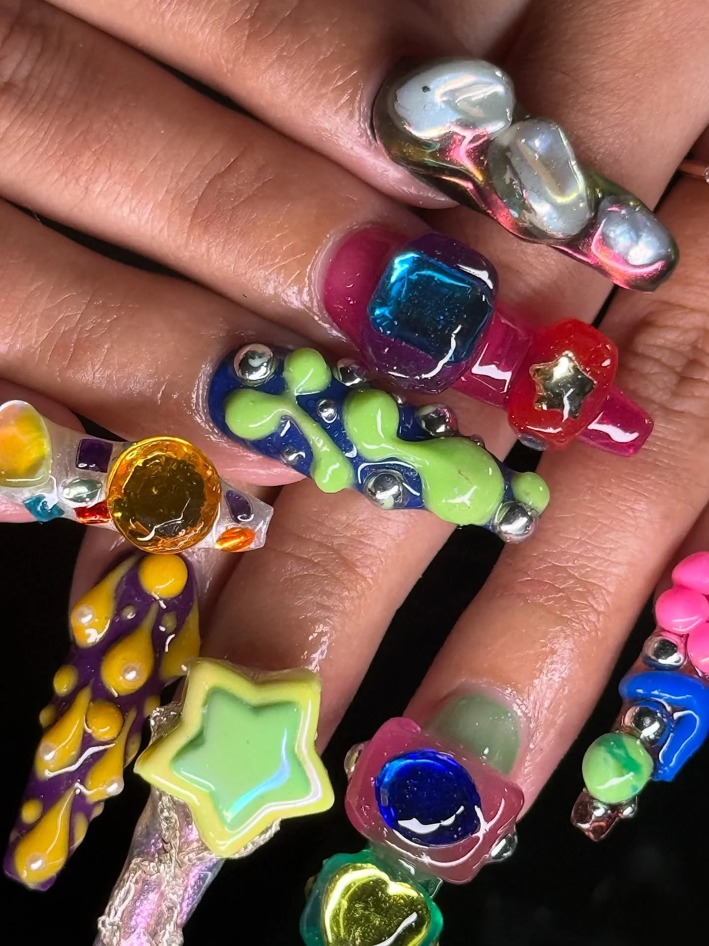 So fun! Handsculpted textures galore by @jennyiounails 💖
.
Gel-X &bull; Level 5 
📍179 Orchard Street, Lower East Side NYC 

New York nails, nail art, nyc nail tech