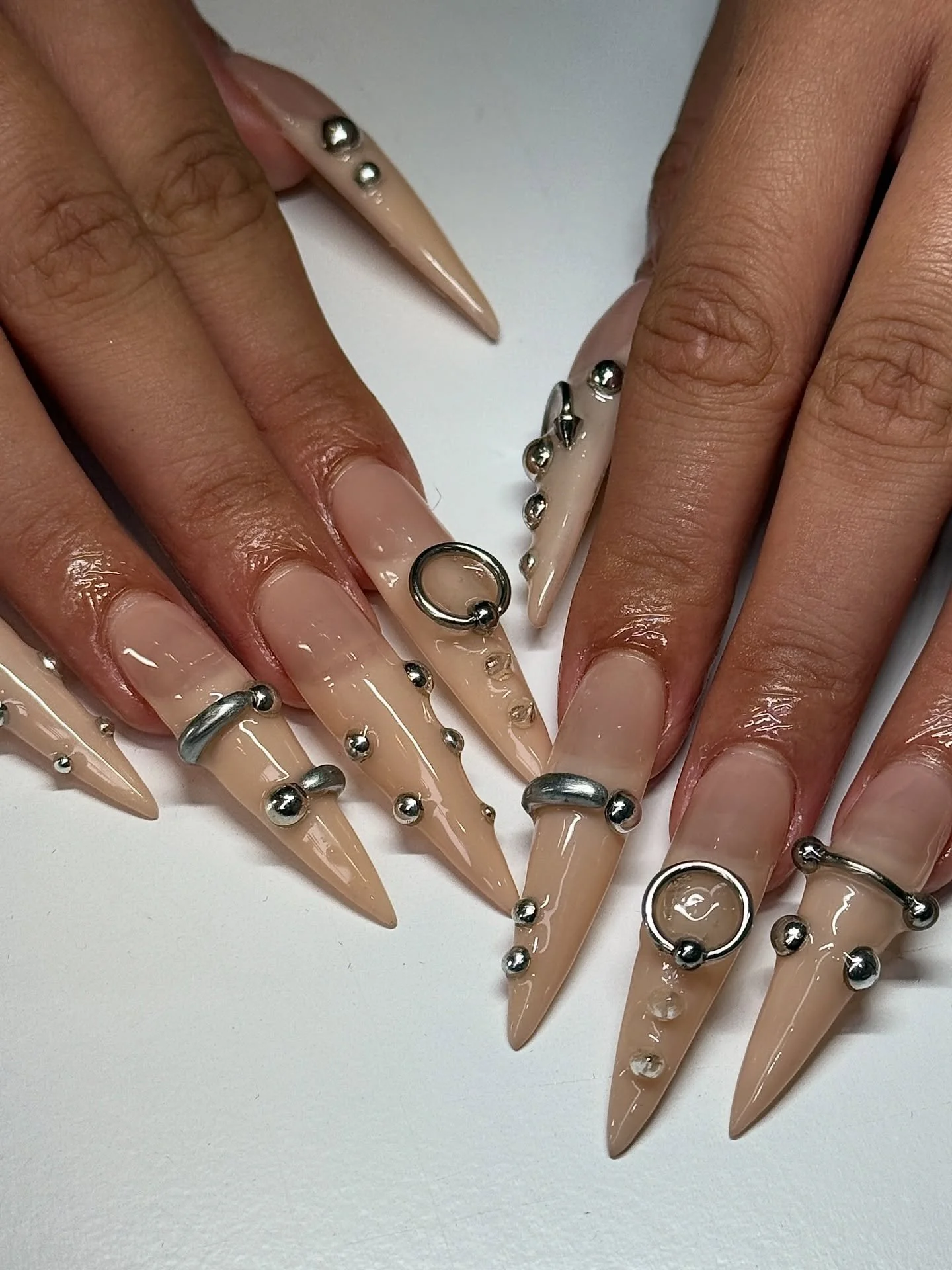 Pierced Hyperrealistic French by @nailafied ⛓️⁠
.⁠
Gel-X &bull; Level 3 ⁠
📍 179 Orchard Street, Lower East Side ⁠
⁠
nail tech, nyc nails, nail art