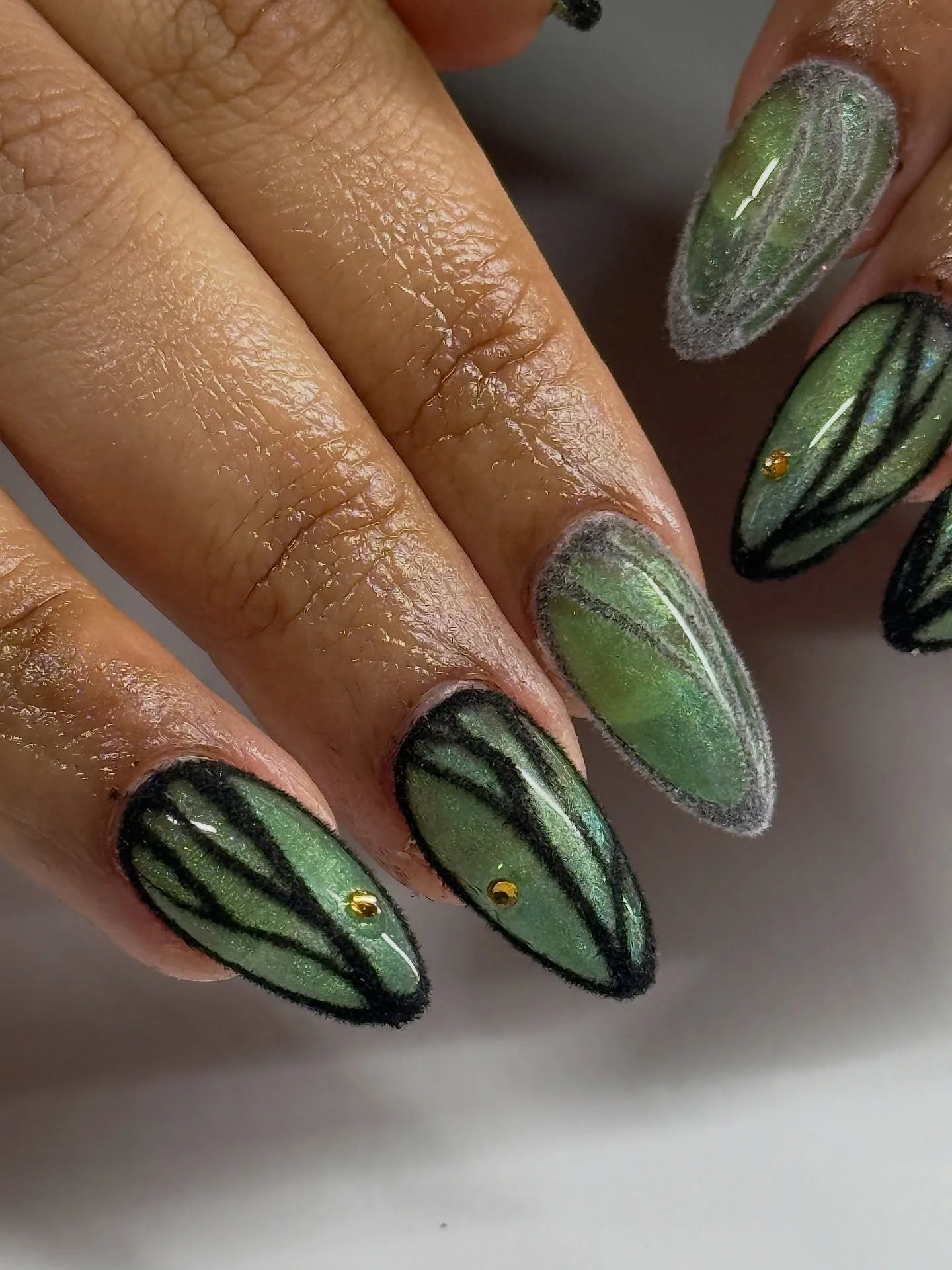 Fuzzy beetles 🪲 by Jenna @ jennyiounails⁠
.⁠
Gel-x &bull; Level 3 ⁠
📍179 Orchard Street, Lower East Side⁠
⁠
#nycnails #nailart #springnails #nycnailtech