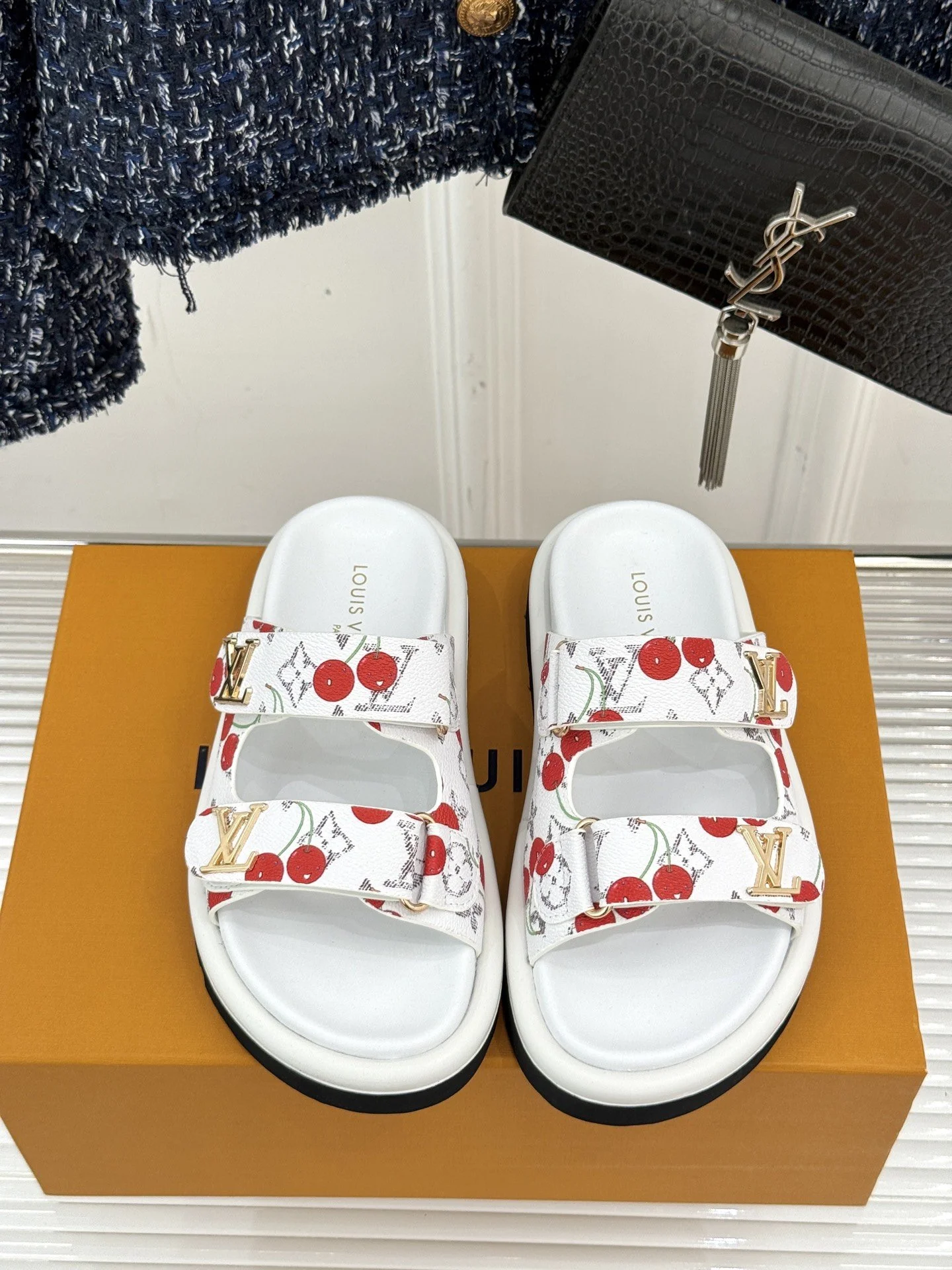 LV CHERRY FLAT MULES (ALL COLOURS)