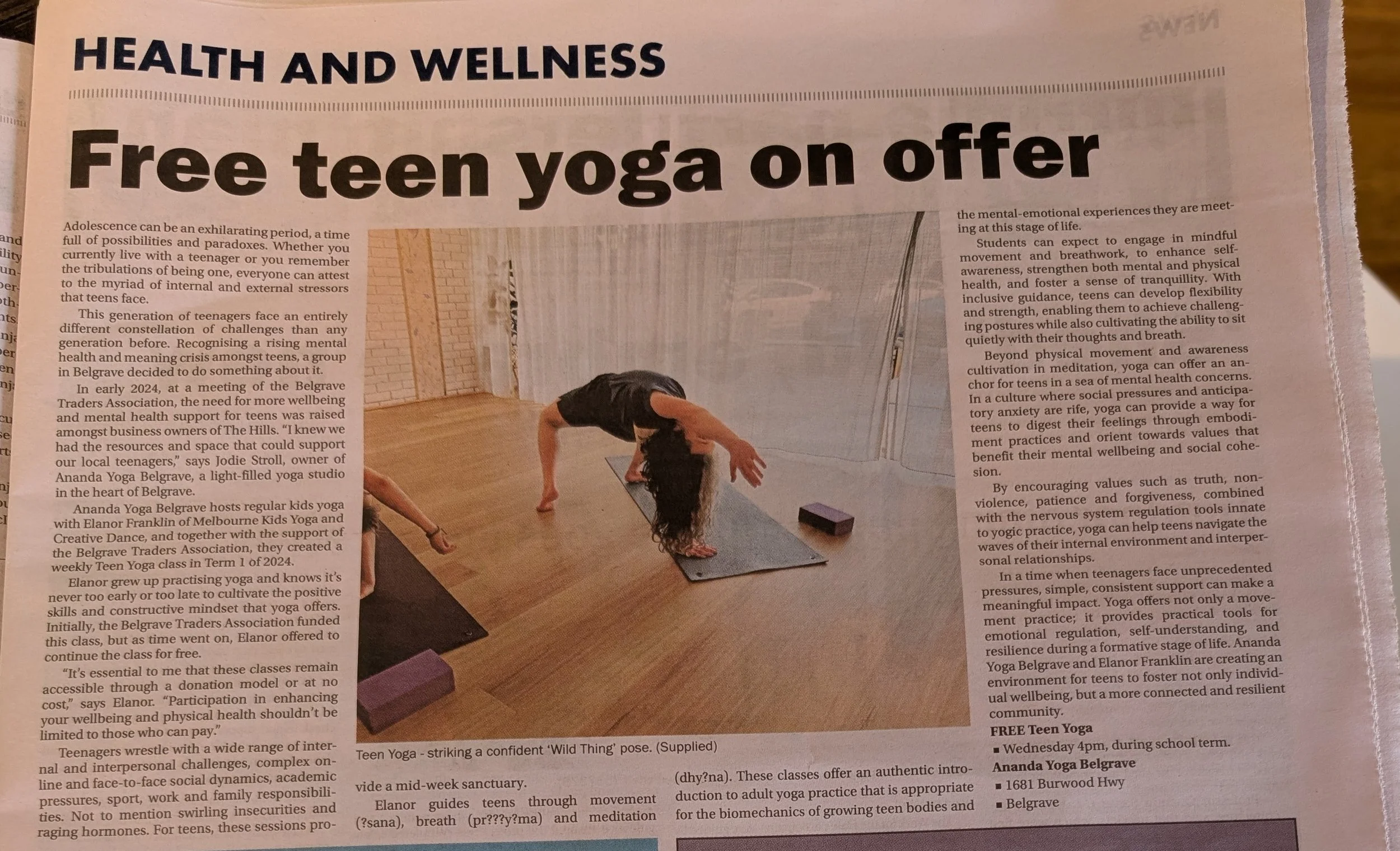Ananda Yoga FREE Teen Yoga