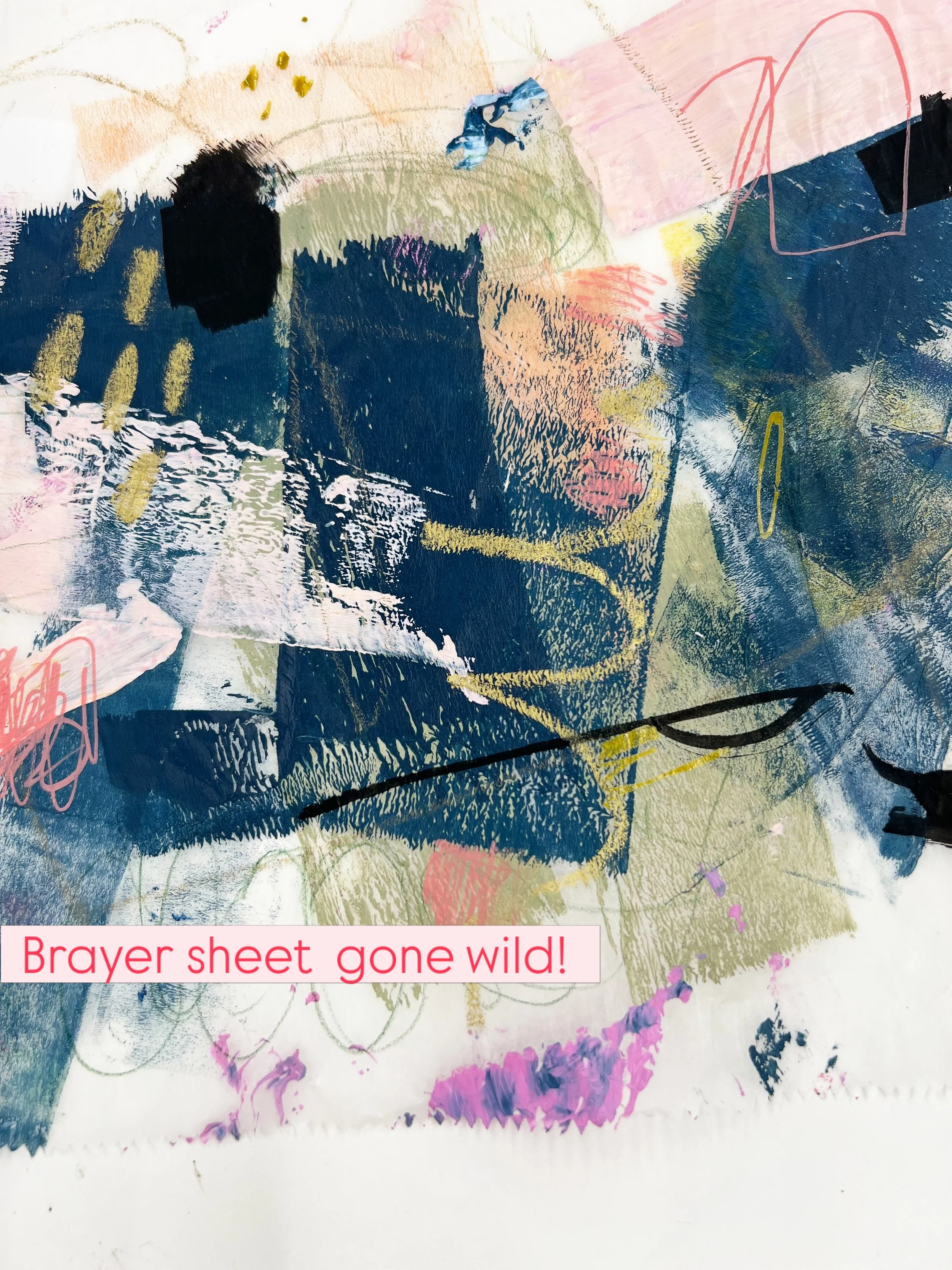 Working on some gelli prints and discharging the paint onto a piece of deli paper. And&hellip; Of all the things I made last night, this scrap piece of discharge paper was my favorite! So I added a few marks and liked the result. I like the transpare