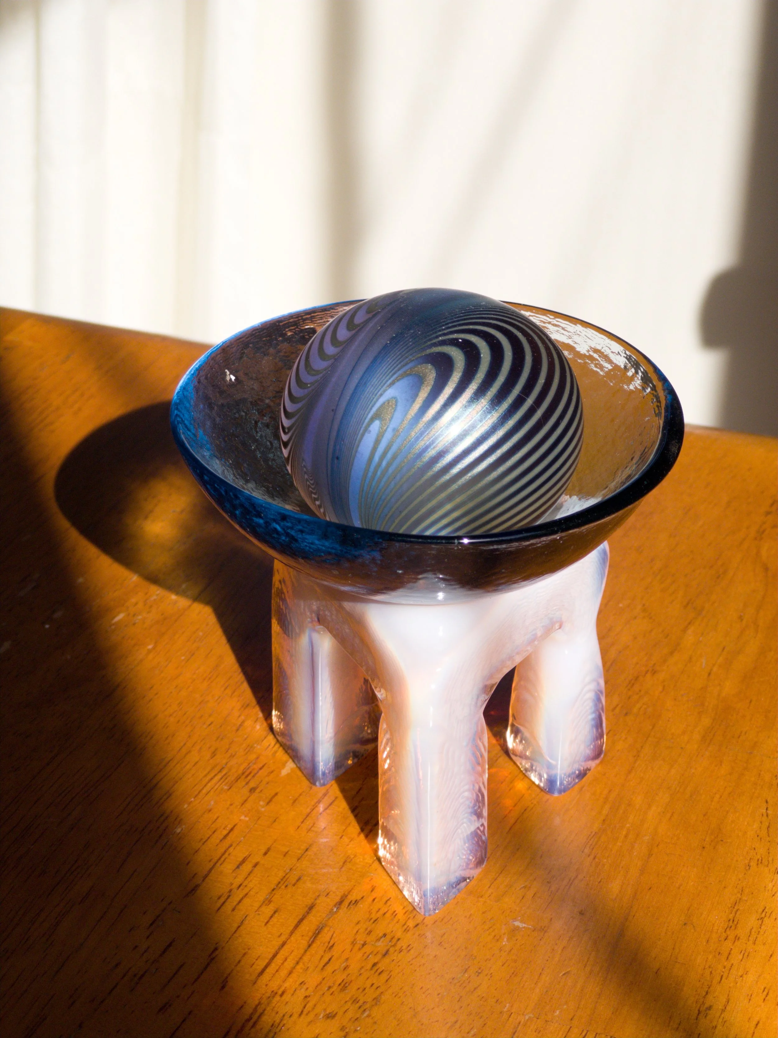 Celestial Glass Assemblage — Three-Piece Sculptural Arrangement