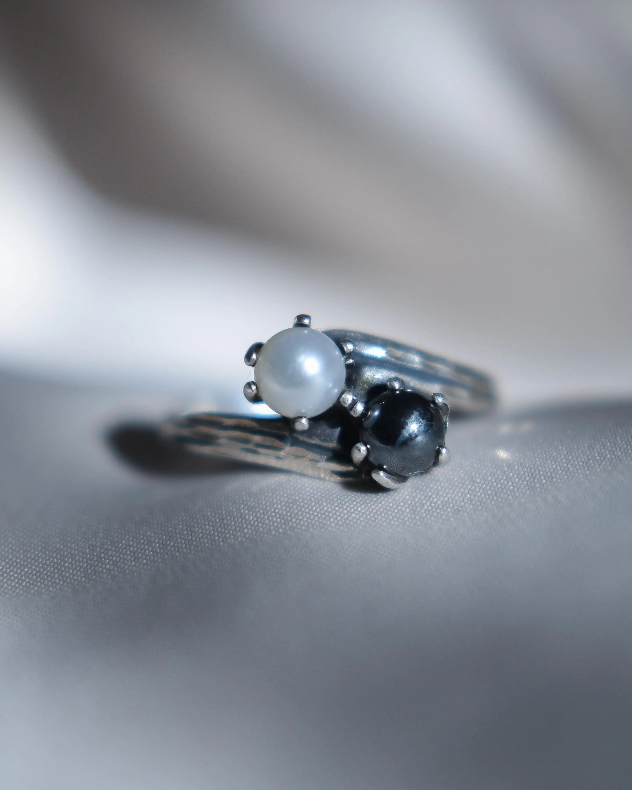 Vintage Sterling Silver Twin Pearl Ring