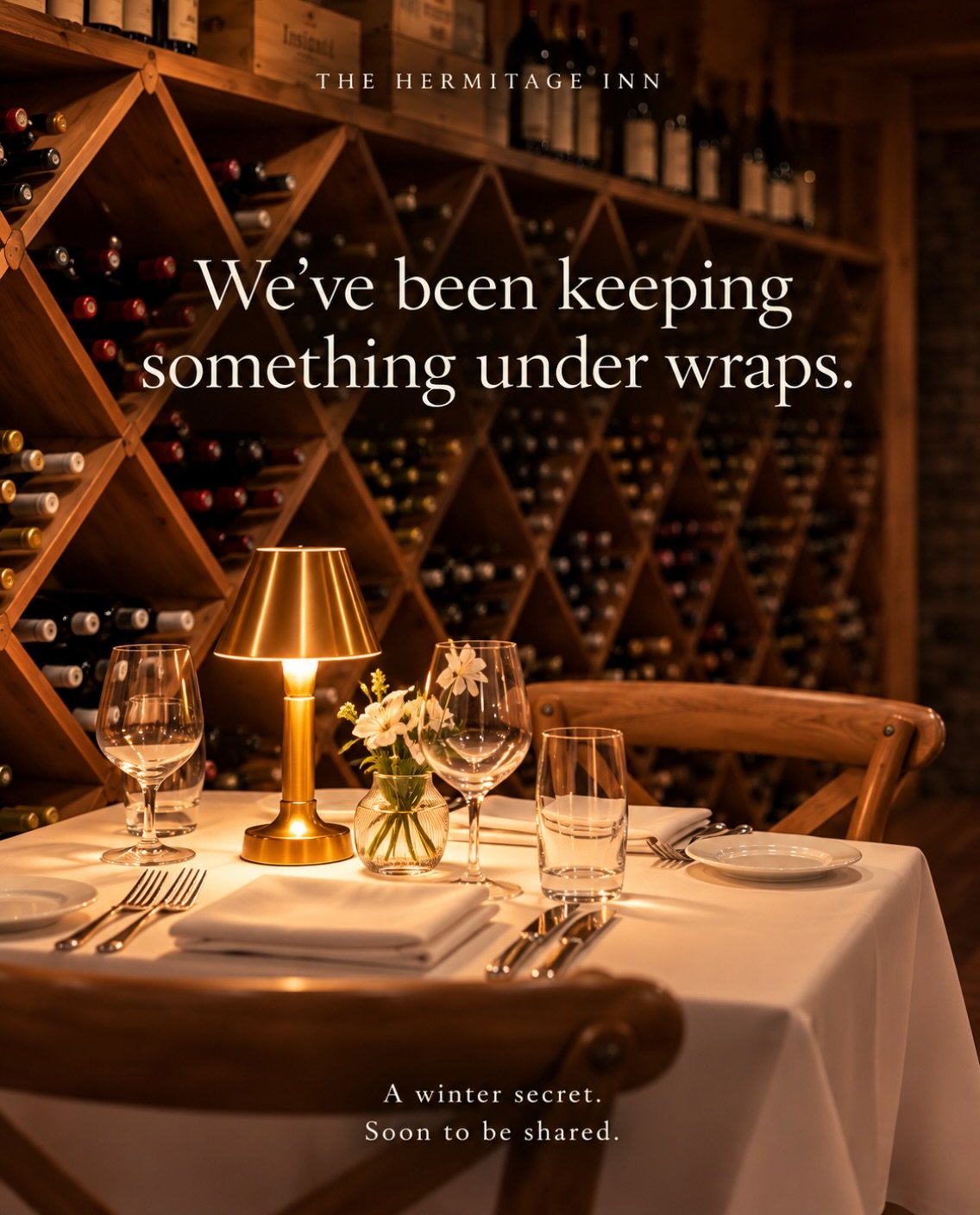 We&rsquo;ve been keeping a little secret. Can&rsquo;t wait to let you in on it. 🍷🍴

#thehermitageinnvermont #comingsoon #vermontdining #vermontwinter #foodie
