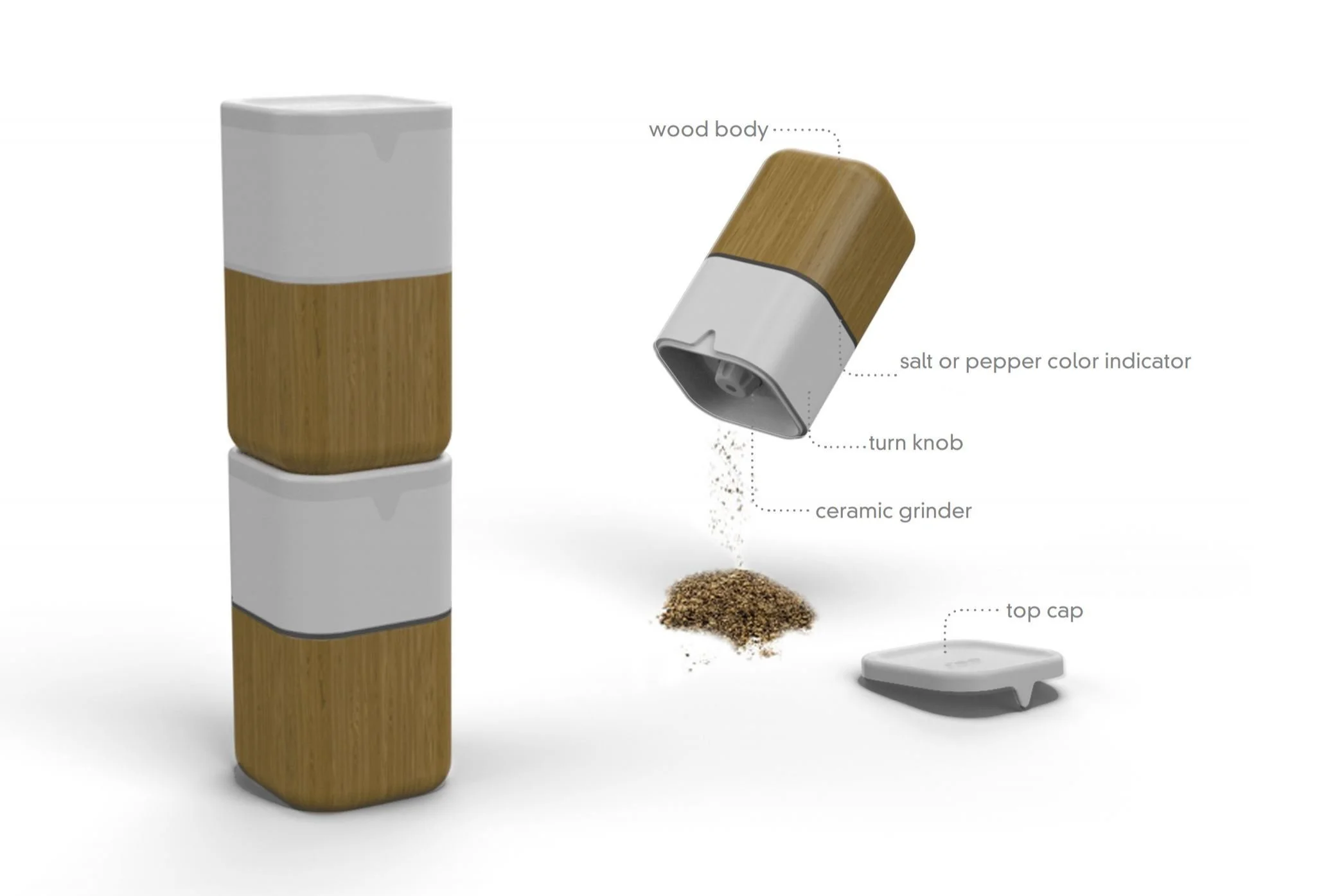 Stacking Salt and Pepper Grinders