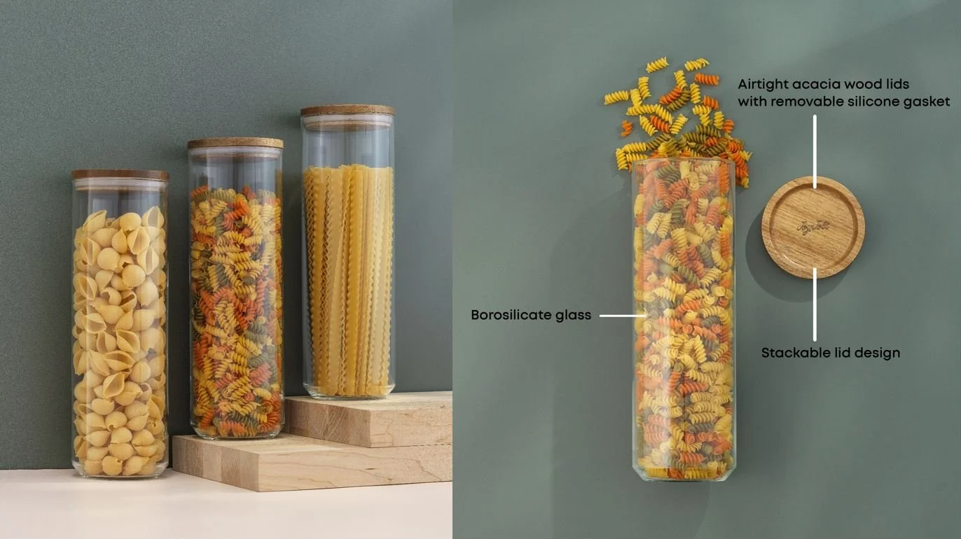 Stackable 3 Pc Pasta/Cereal Set