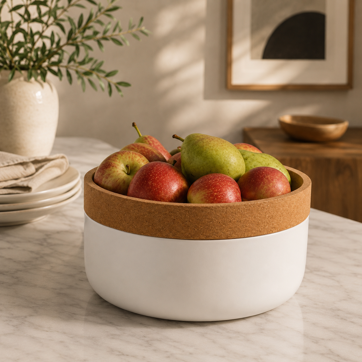 Cork is a natural fruit fly repellant making the lids perfect for fruits and vegetables