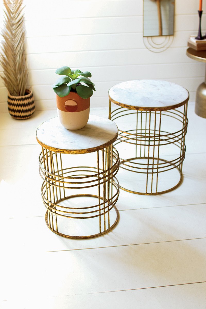 Azijn tussen gezond verstand Bohemian Marble and Rustic Gold Side Tables — The Frithshop
