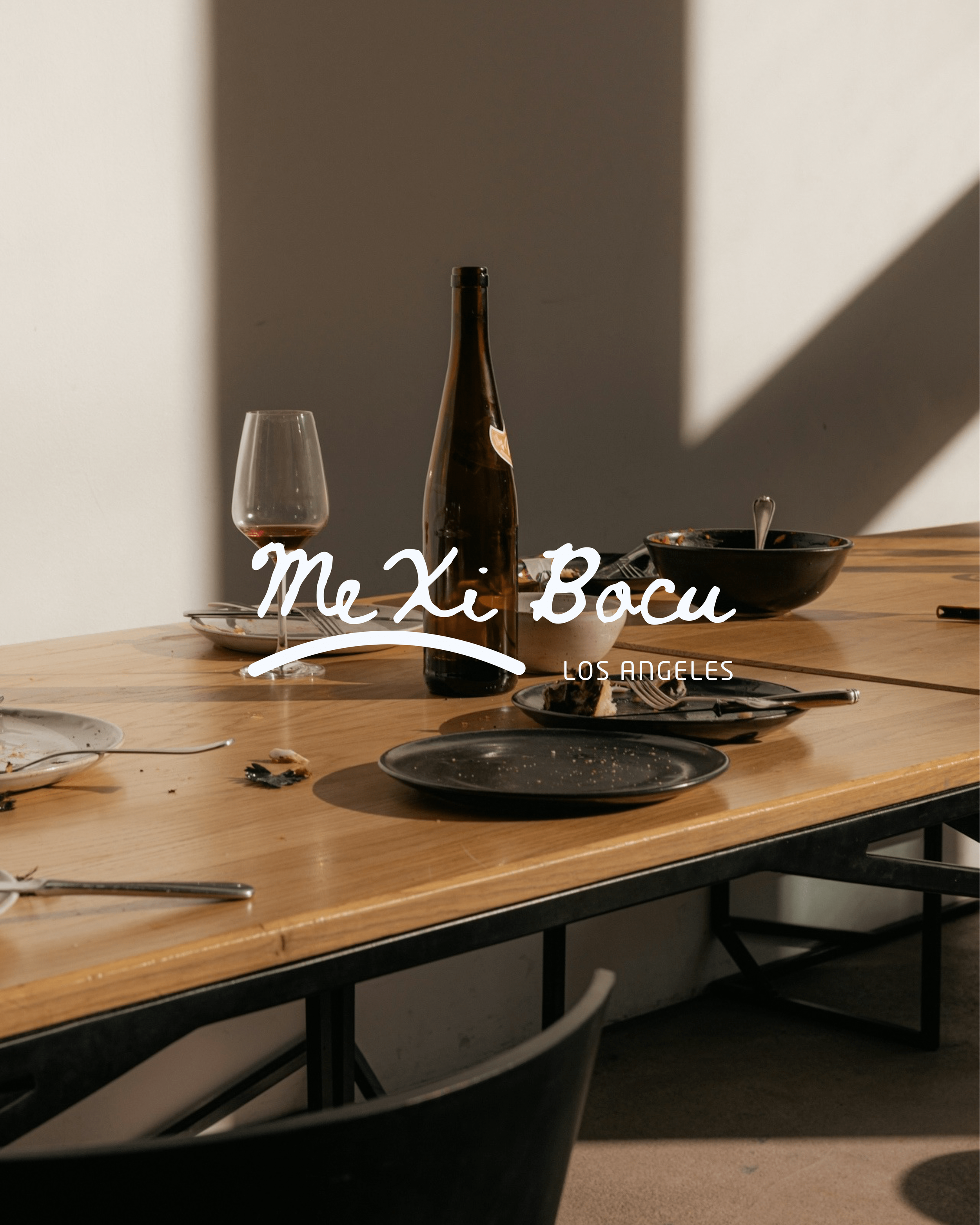 logo design for a restaurant and wine bar in los angeles, mexi bocu los angeles located in Los Feliz