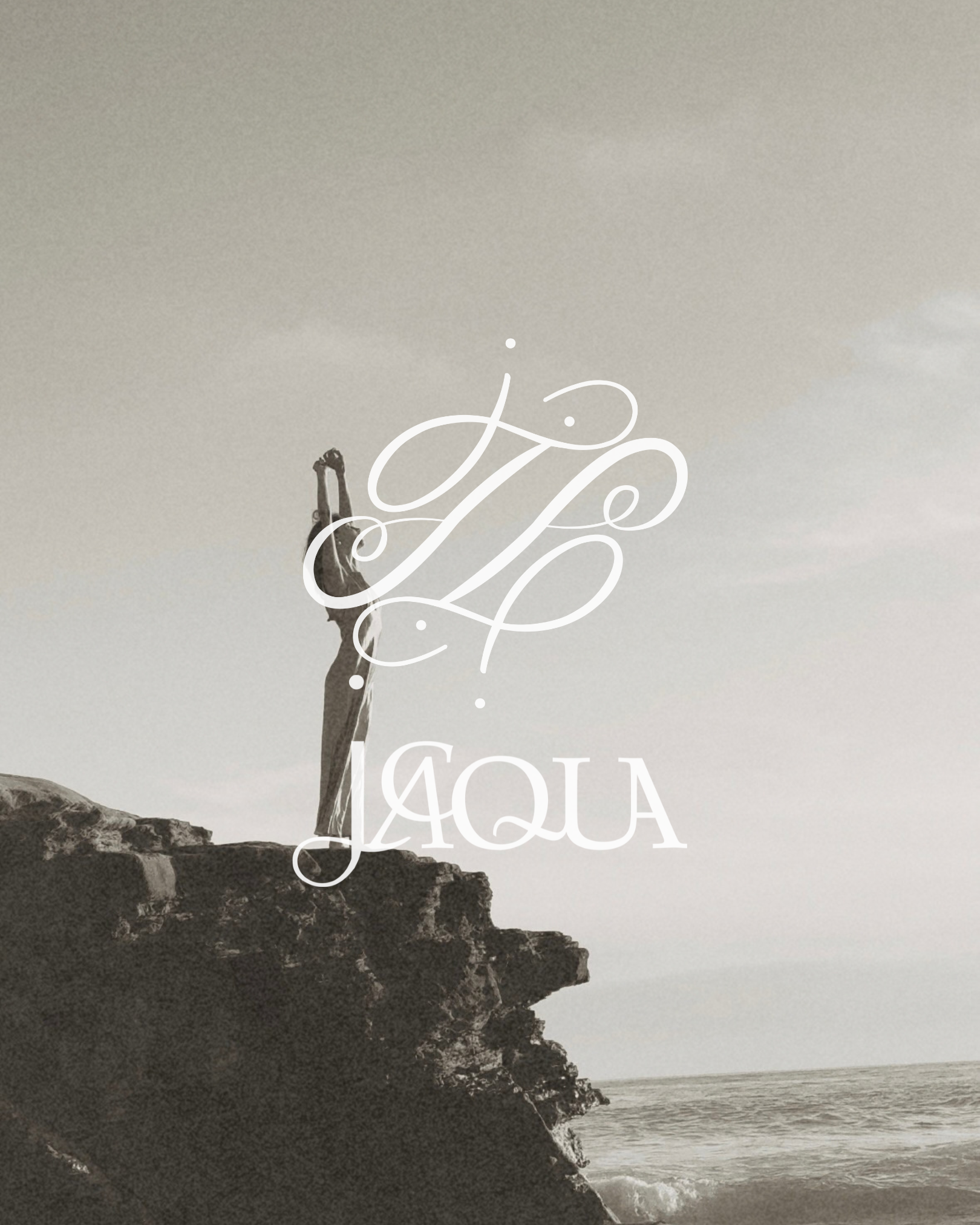 logo design for fashion brand, Jacqua. Custom logotype and monogram design in the image.