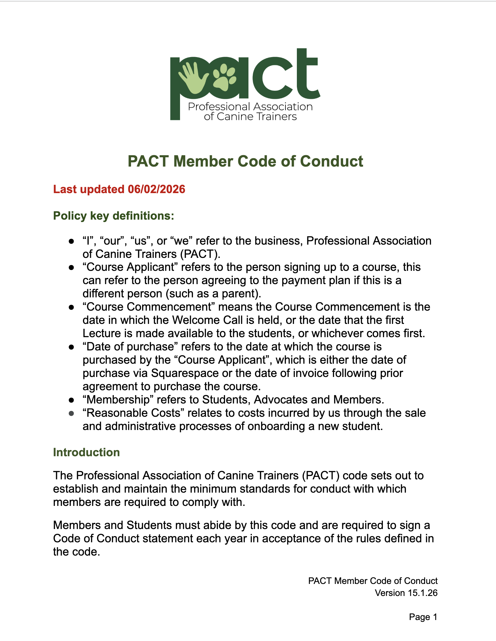 PACT Code of Conduct 