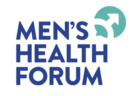 Logo for Men's Health Forum with male symbol in teal.