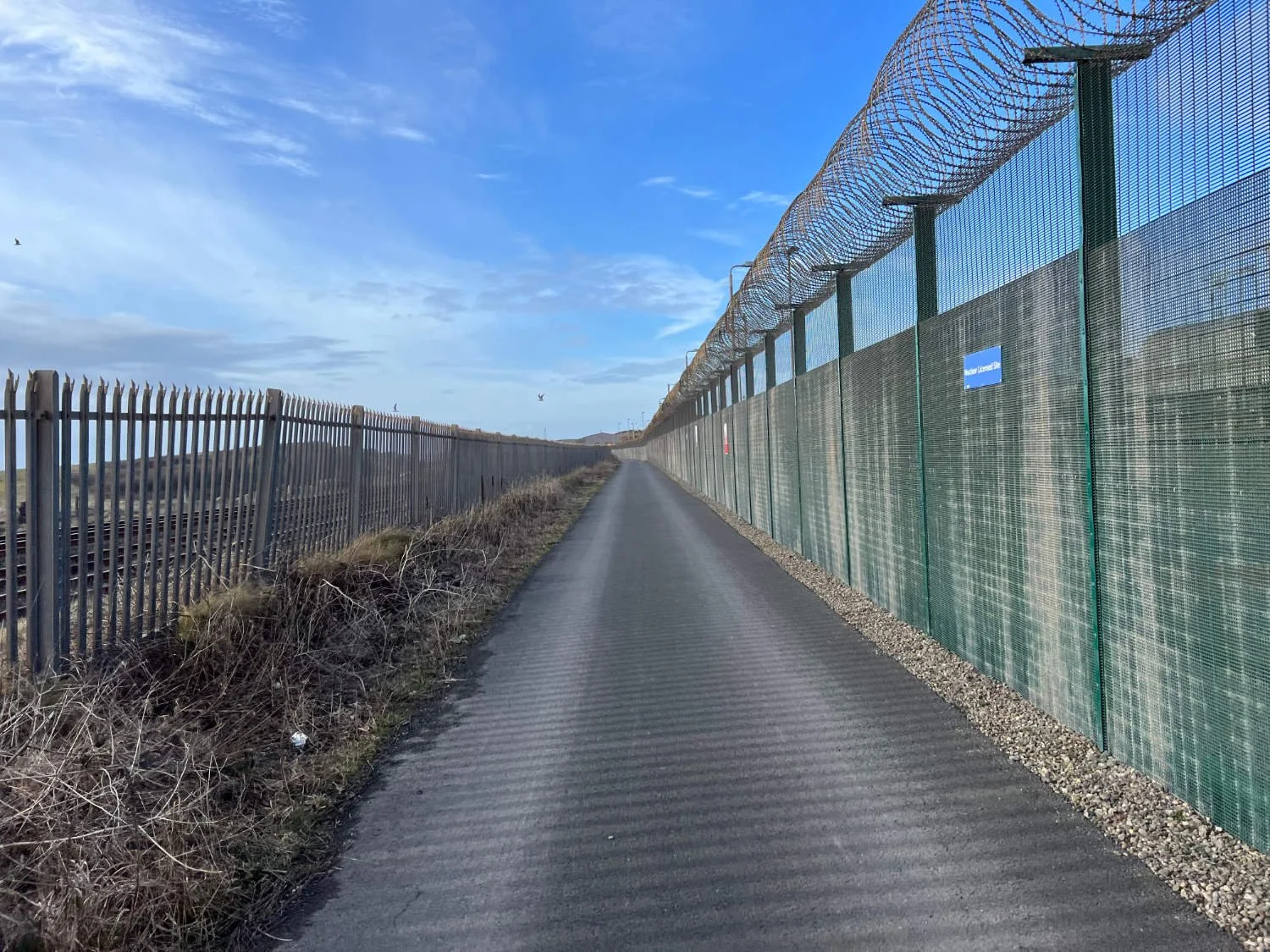 The cyclepath alongside the Seascale boundary fence