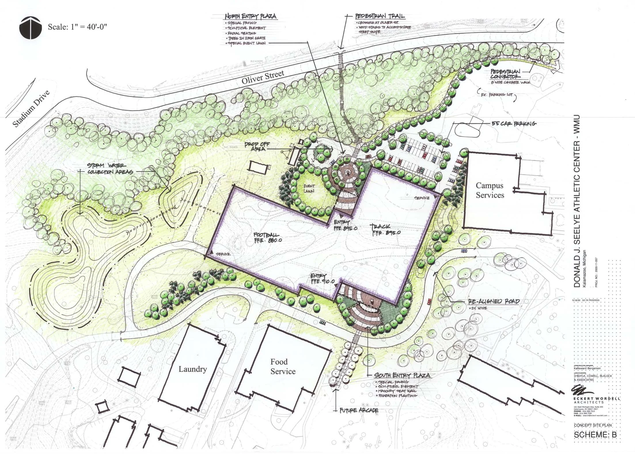 hand drawn site plan rendering at wmu