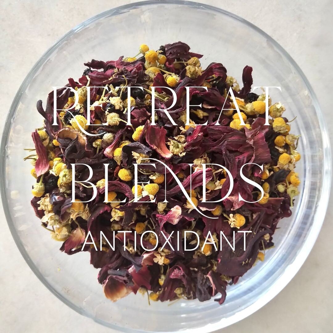 Introducing our Retreat Blends 'ANTIOXIDANT' tea.

A blend of organic hibiscus flowers, organic Chamomile flowers, organic Rosehip fruit shells and organic Elderberries, creates a delicious, nourishing, antioxidant rich, fragrant tea. 

Rosehips, the