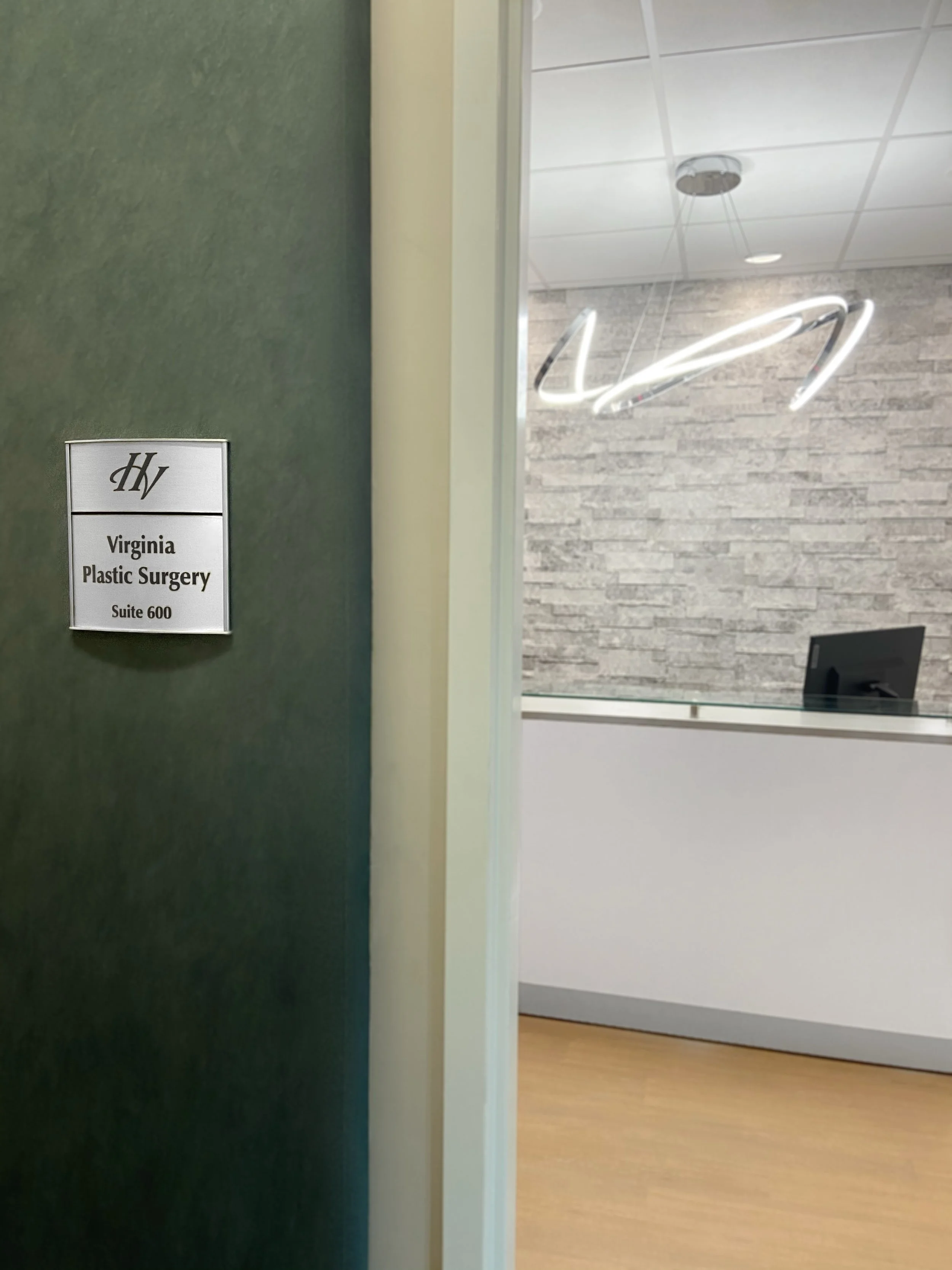 Virginia Plastic Surgery office entrance and reception area in Suffolk, Virginia