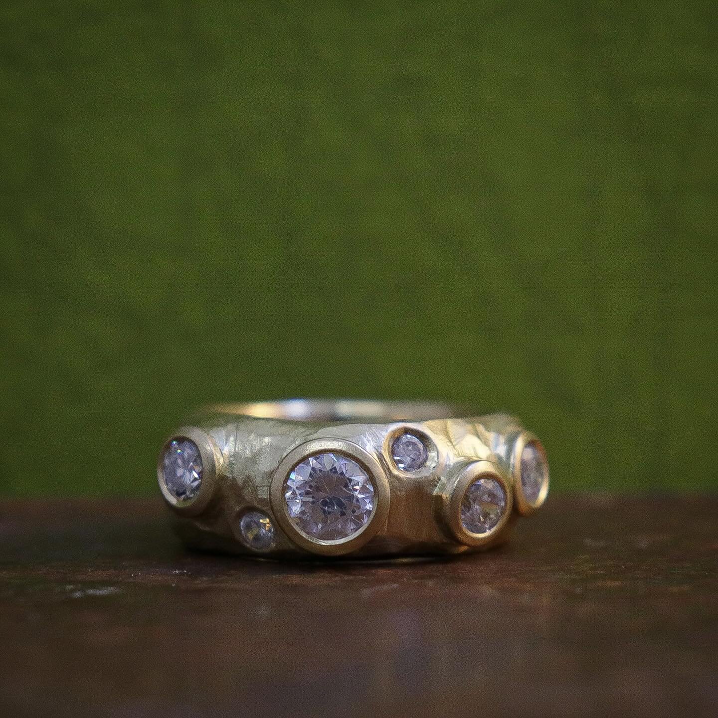 A diamond ring for Claire. ✨
I&rsquo;ve carved the mould for this ring from wax as a single piece. Each of the 9 diamond settings are meticulously measured and carved. Every tool mark is exposed - a true celebration of the handmade process. I wanted 