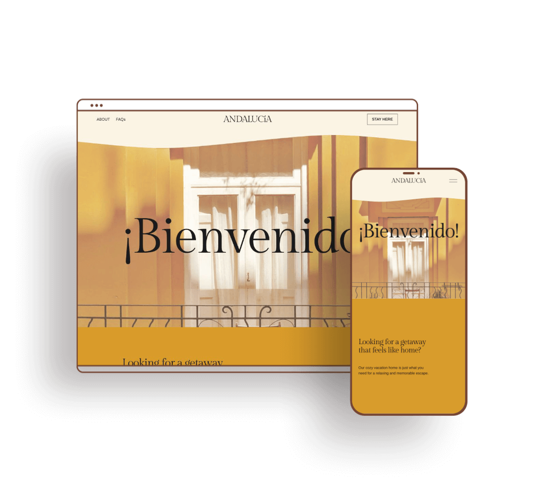 Andalucía holiday home template on laptop and mobile phone