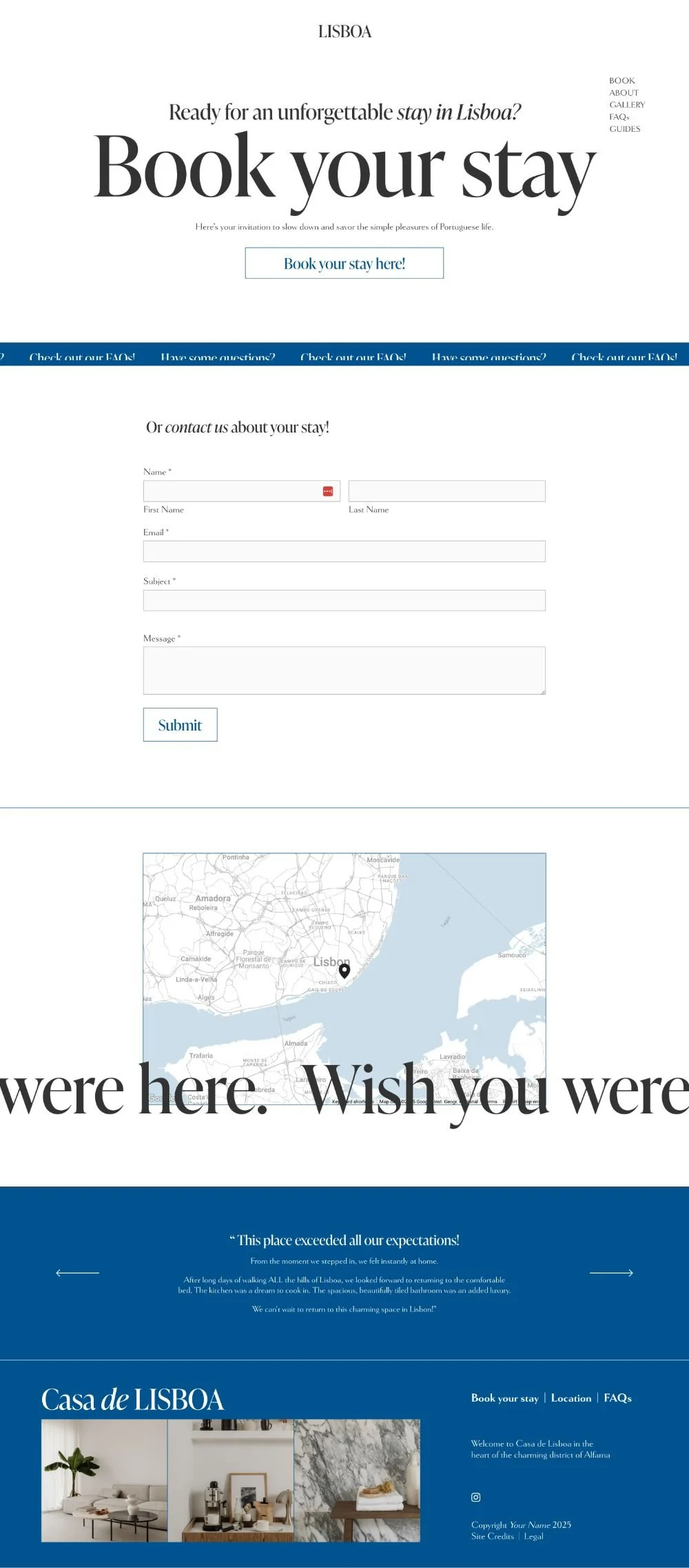 Lisboa Squarespace Website Template Contact page