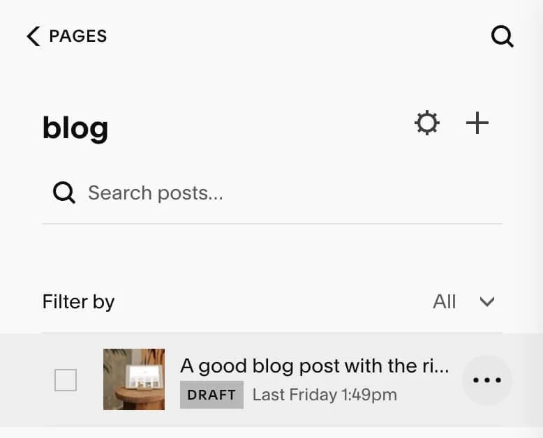 access to blog post settings