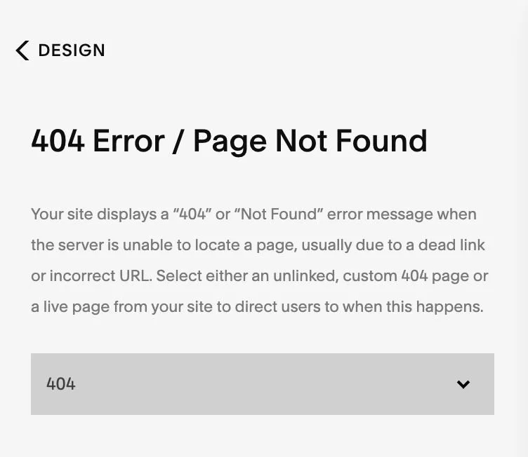 Squarespace 404 Error/Page Not Found menu