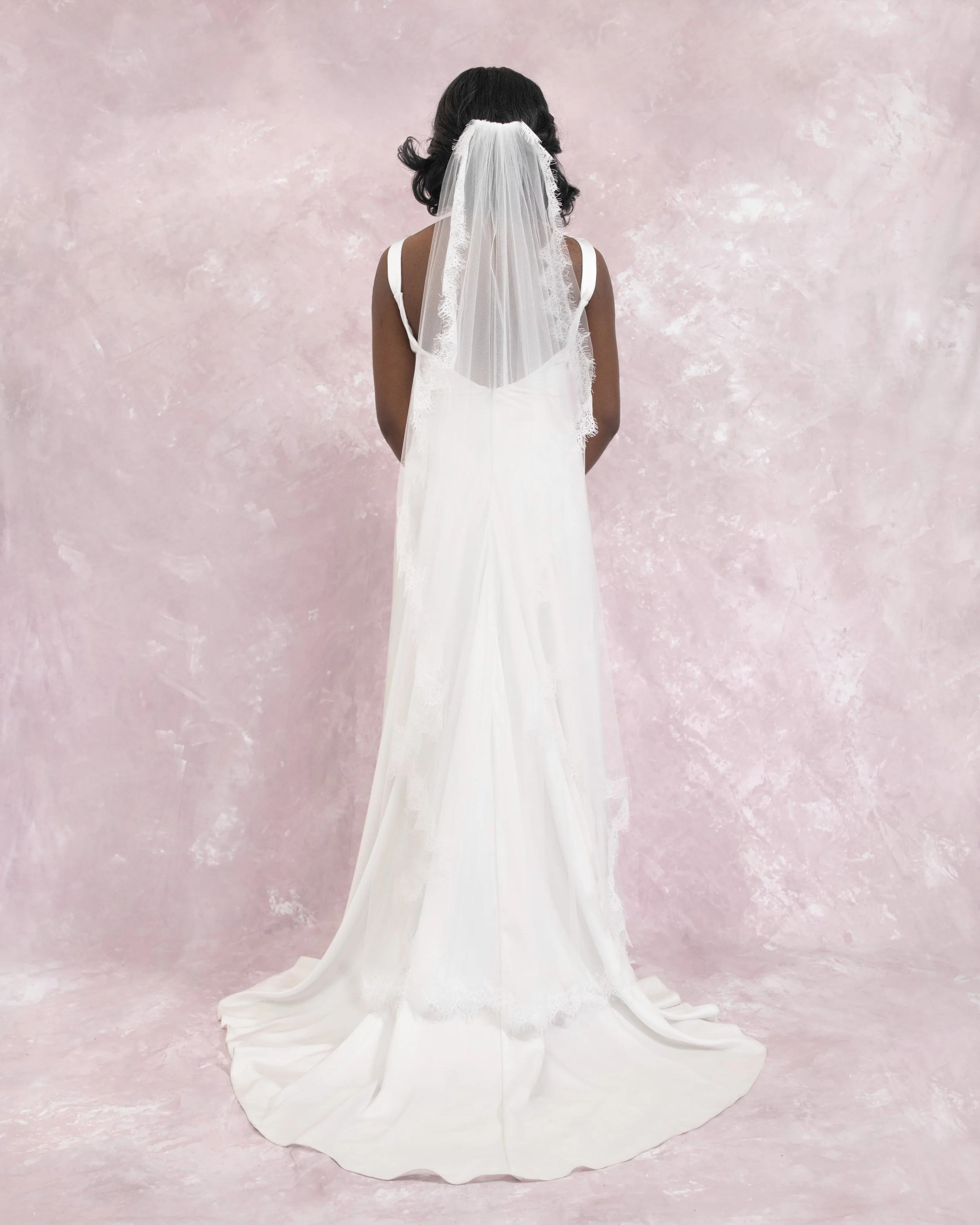 Amelie Cascade Veil with lace — Sugarcane Studios Asheville custom