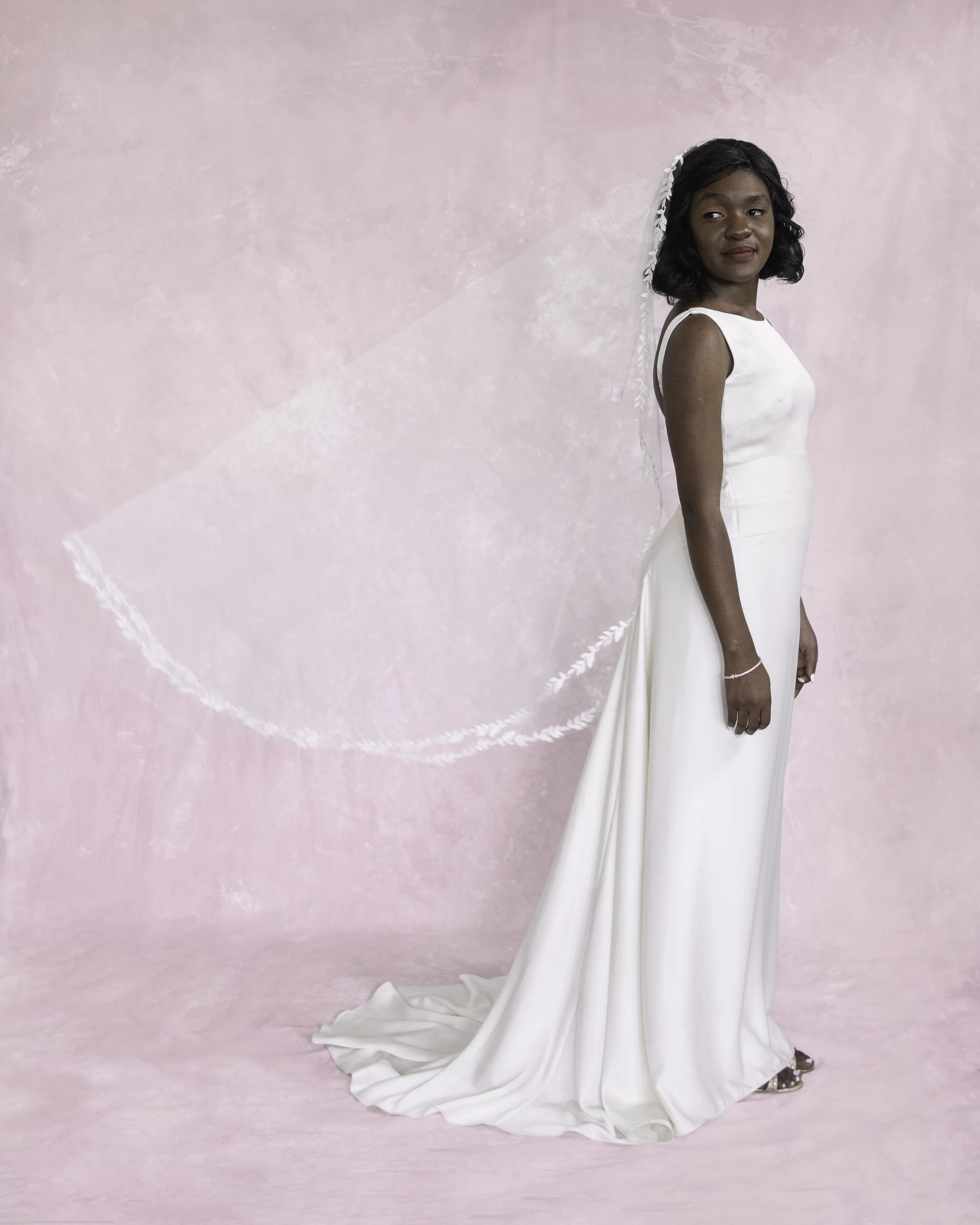 Maria - Modern Mantilla Veil with lace