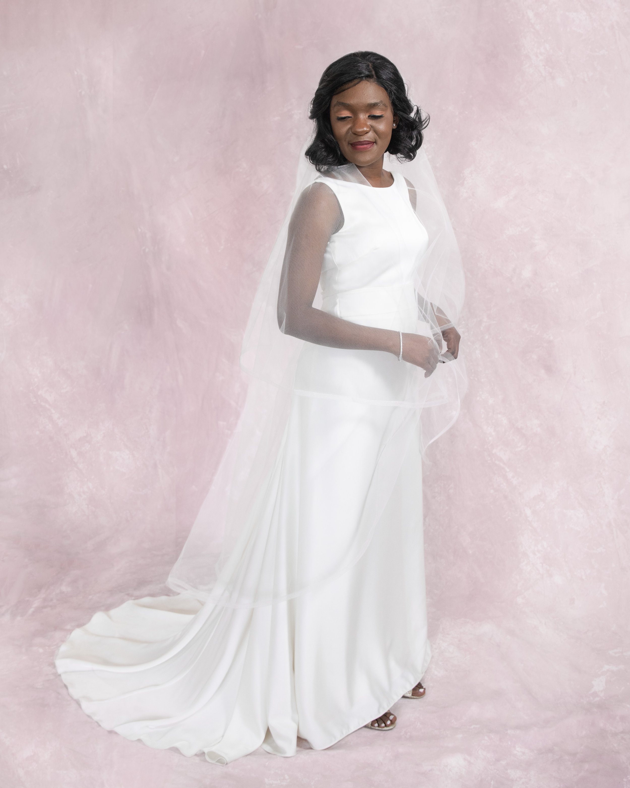 Edith - Single Tier Full Veil with lace edge
