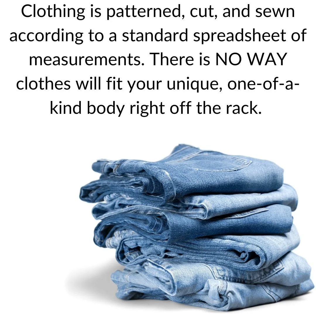 But, when you have something custom made by our shop, you will have it made and fit JUST FOR YOU!  Let us help you wear things that you love!  Online booking available. #alterationspecialist #alterations #clothingalterations #sugarcanestudios #custom