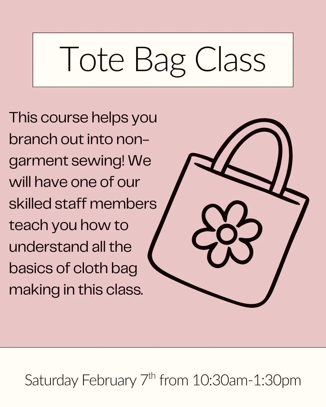We have a very exciting class coming up in February at Sewing Studio! We will be teaching a tote bag class that will be friendly to any sewist who understands sewing machine basics. This class will teach a sturdy tote bag pattern with a lining and ad