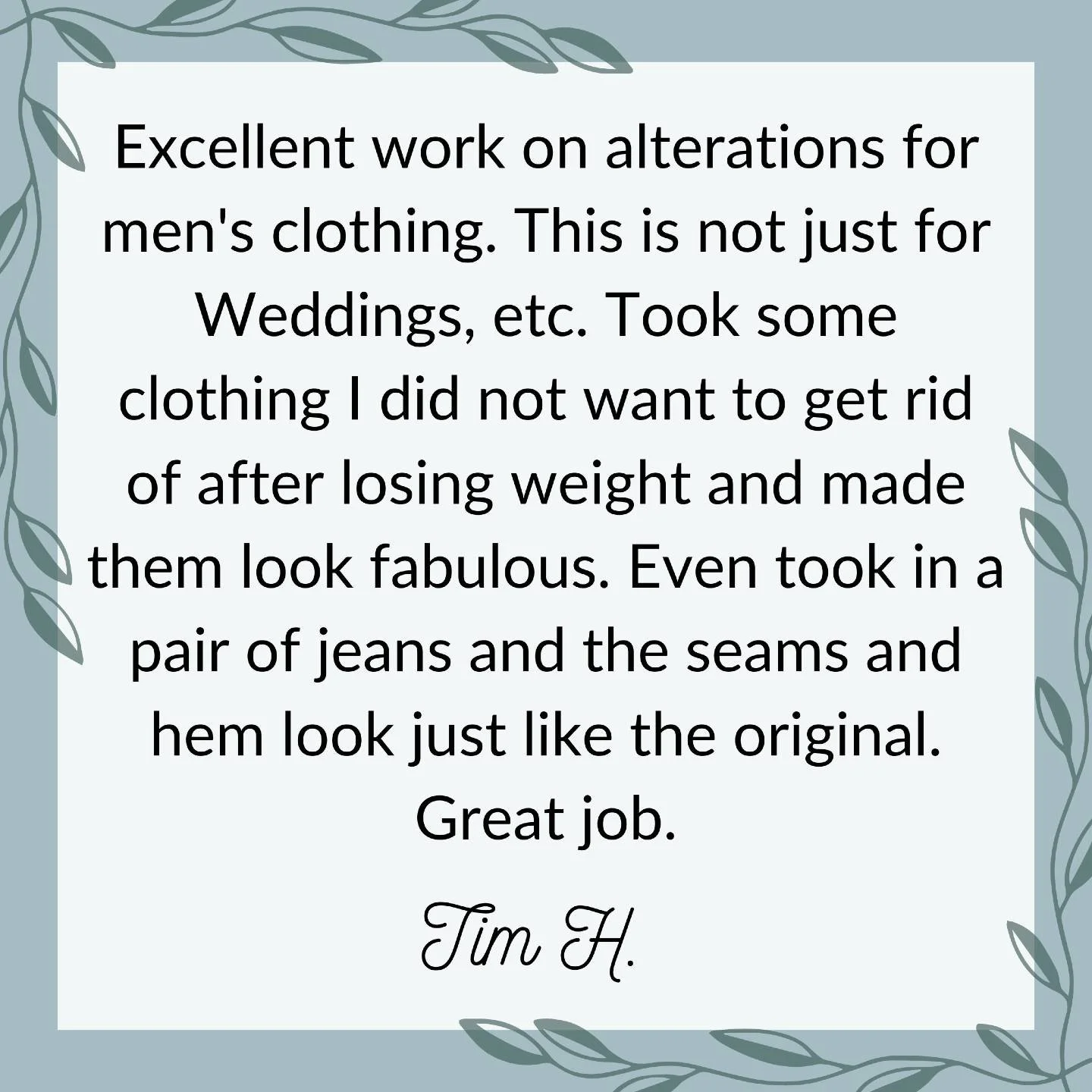 Just a reminder, we do a whole lot more than bridal!

General alterations are a big part of our business as well. We love getting general alts on our schedule but with wedding season coming we want to encourage booking appointments in advance. Weddin