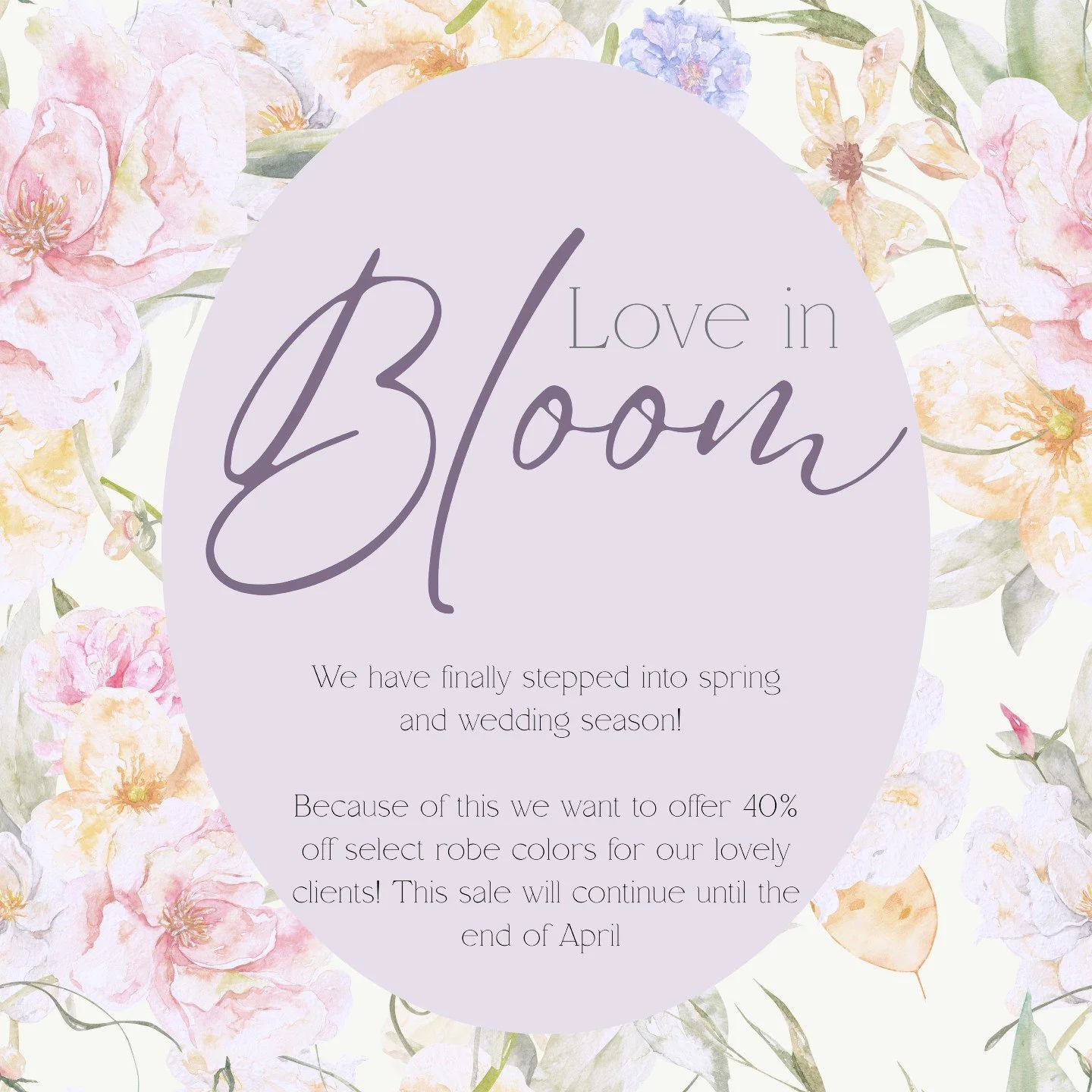 Happy April everyone! Even though it's April fools day, this sale is no joke! From today through April 30th select robe colors will be on sale for 40% off!

Check out these robes in our studio lobby or our website.

https://www.sugarcanestudios.com/s