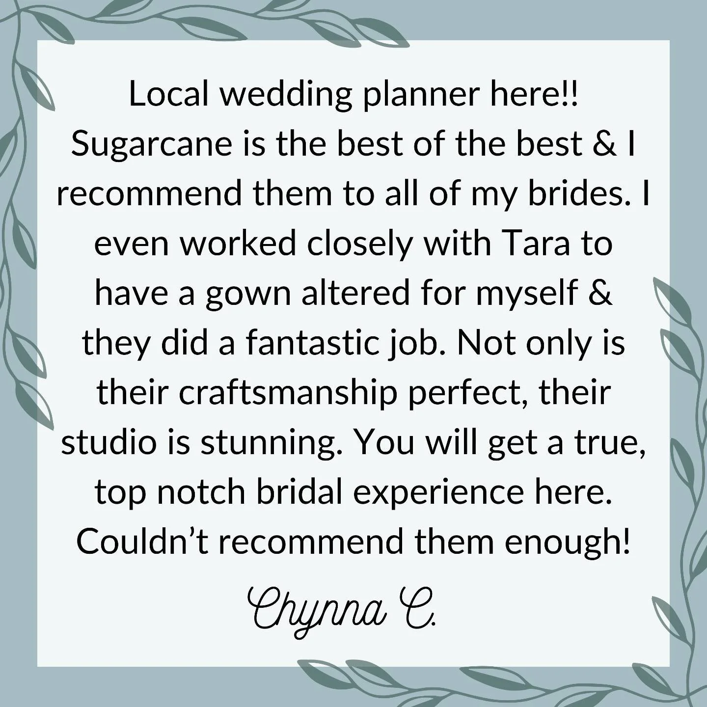We loved working with Chynna and are excited to do so in the future!

This is a great reminder that we can always alter your wedding dress for anniversaries or vowel renewal ceremonies! If you have a vision to re-do your dress or just want some basic
