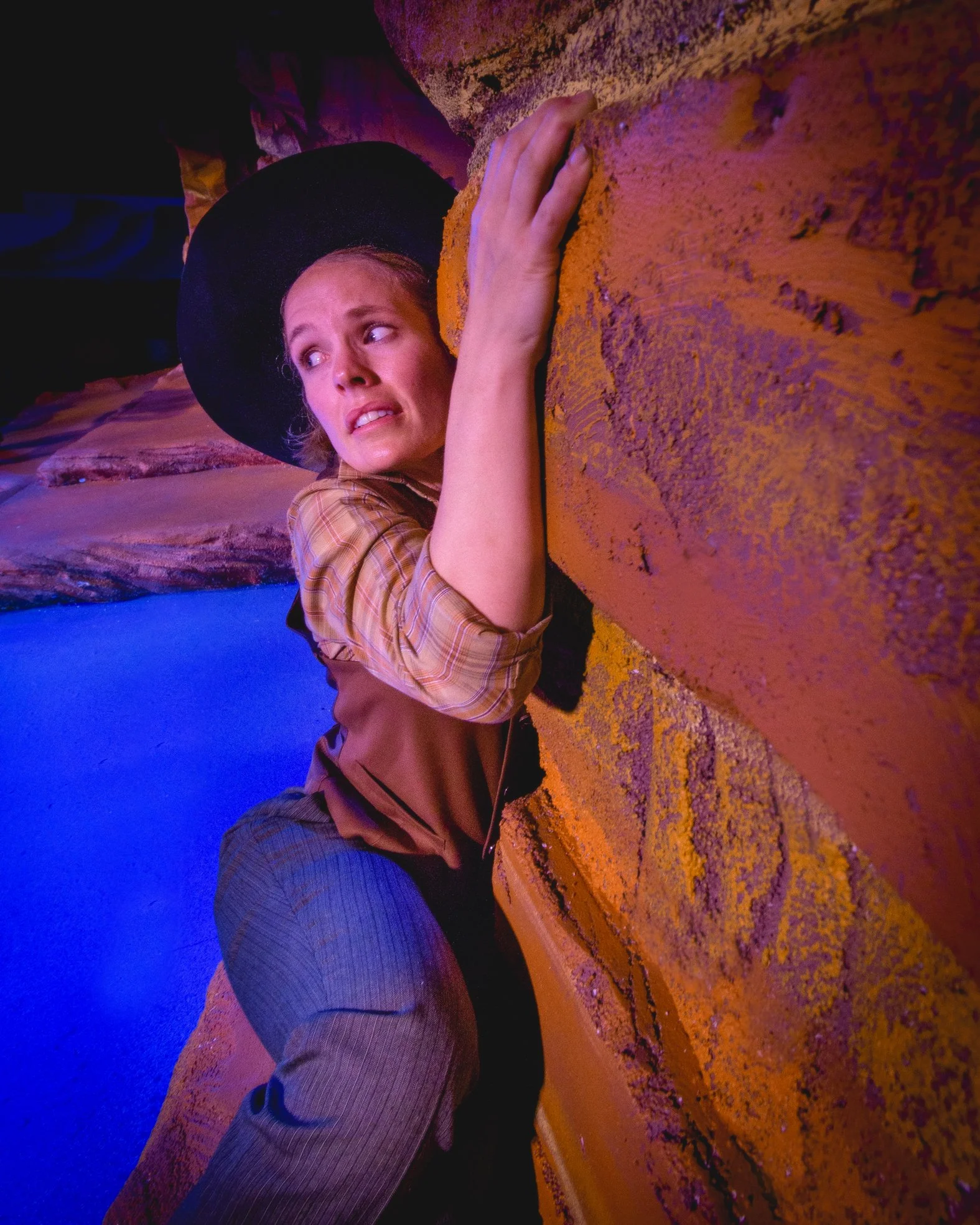 Dana clings to a rock.jpg