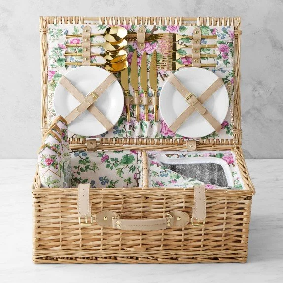WILLIAMS SONOMA Famille Rose Picnic Basket