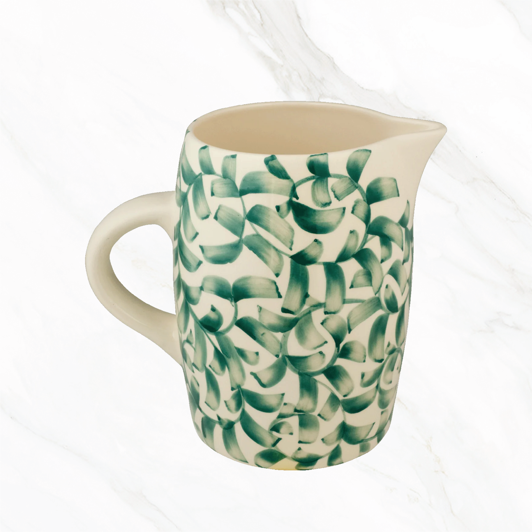 VILLA BOLOGNA POTTERY Green Scroll Water Jug