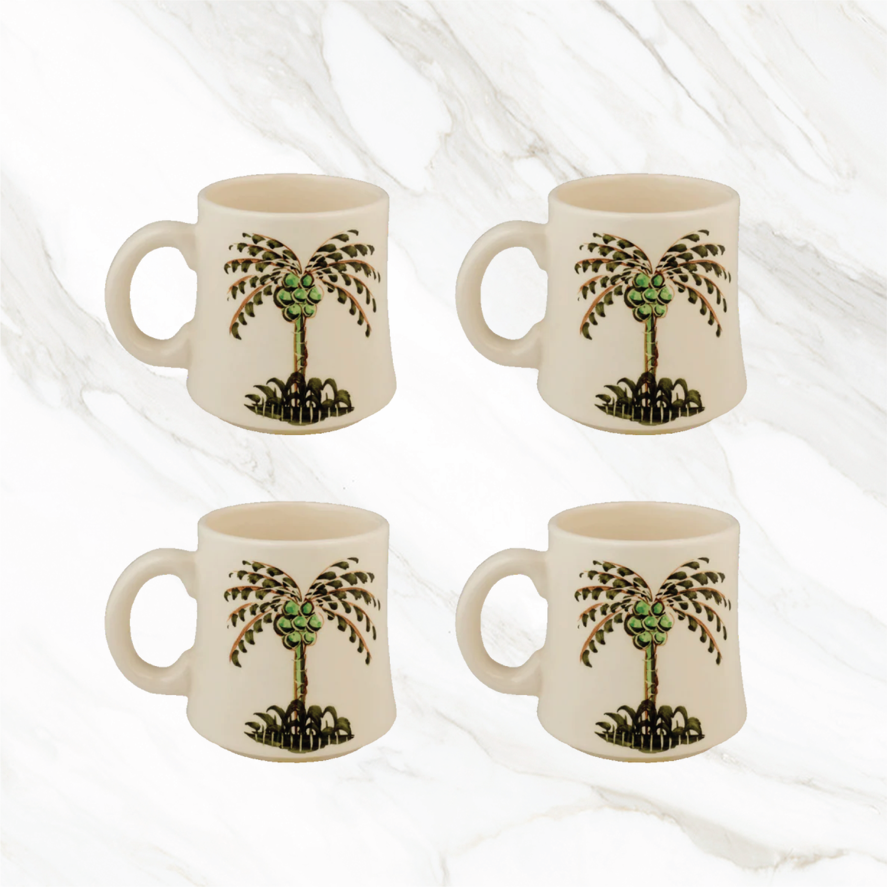 VILLA BOLOGNA POTTERY Palm Mugs | Set of 4