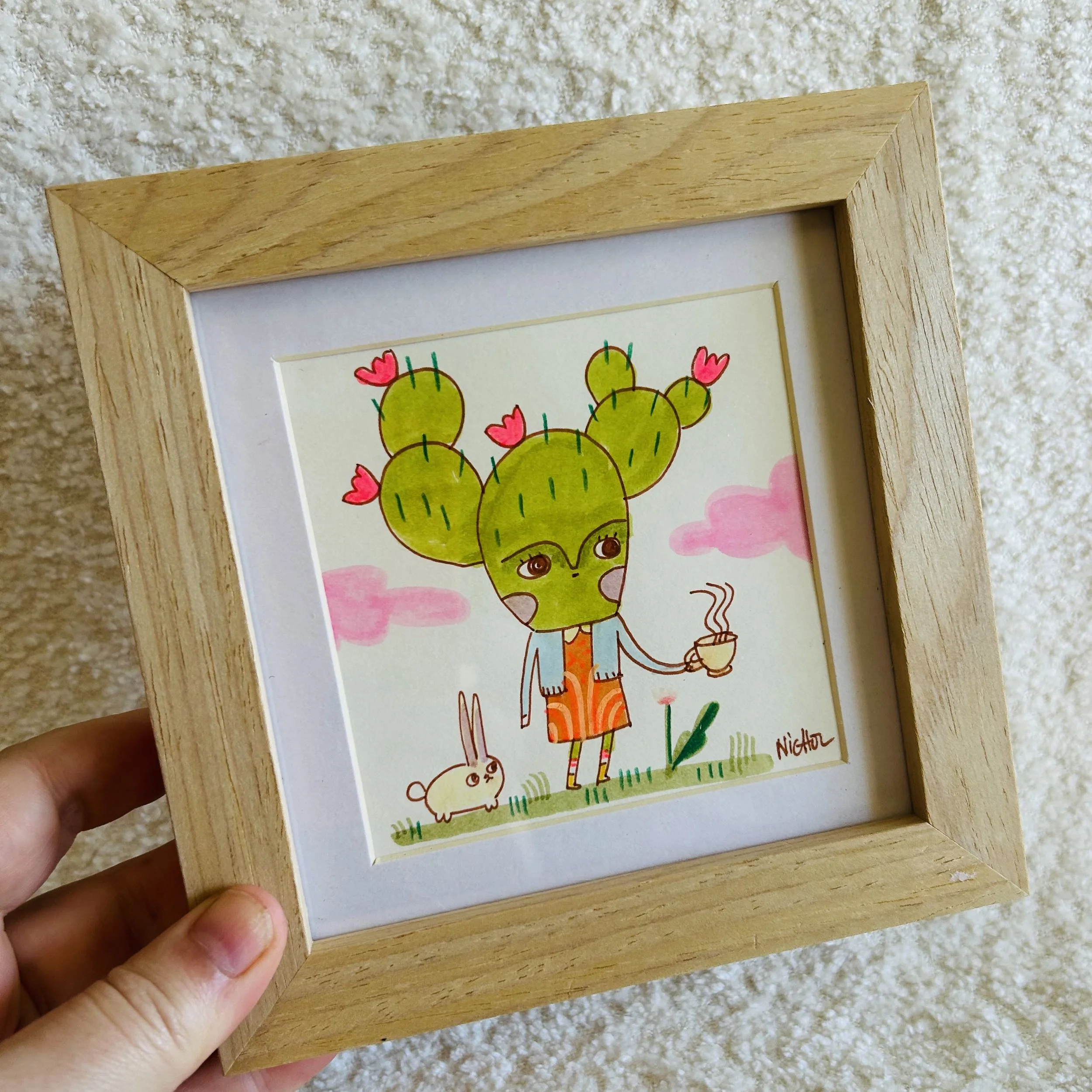 Cactus Lady Sipping Tea