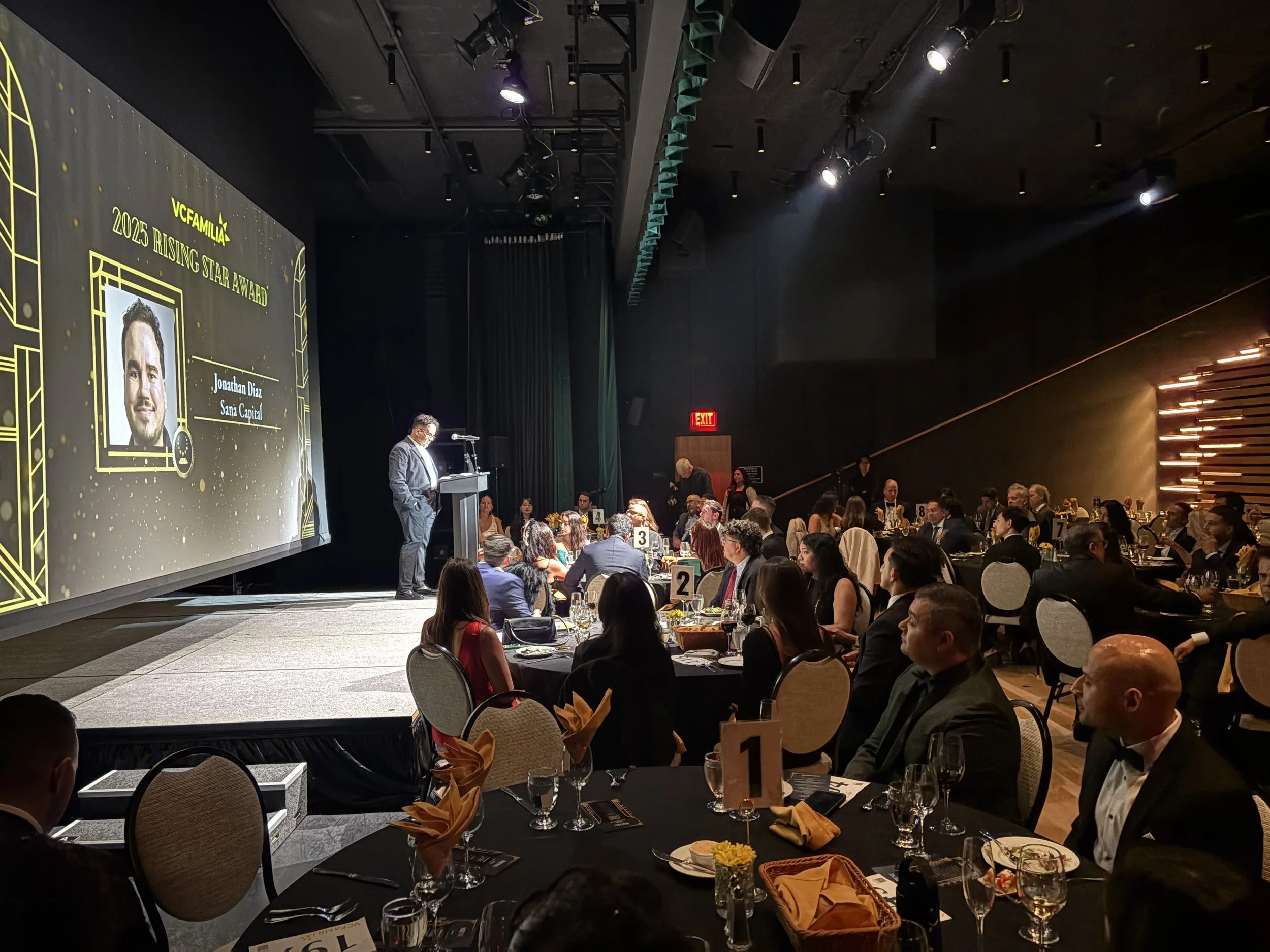 corporate event venue with projector screen