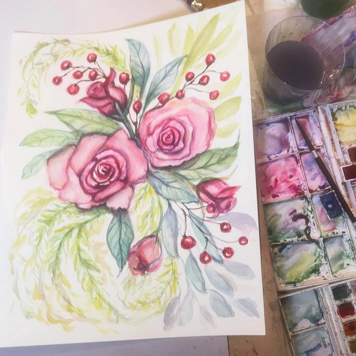 Head start on Holiday Bouquet series 

#watercolorjourney 
#watercolorpainting #watercolorartist #watercolorflowers