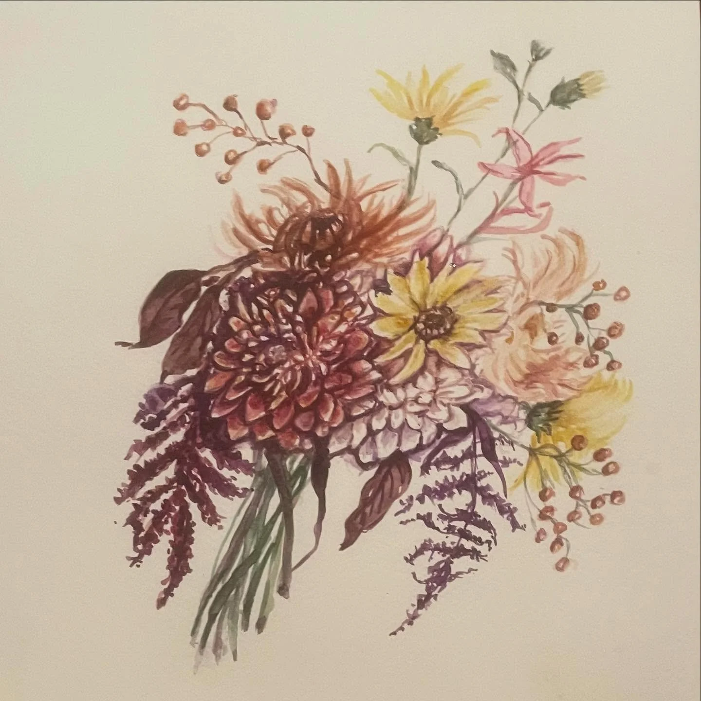Forget about getting it right, and capture a feeling. Today&rsquo;s vibe - cozy at home and taking in all the fall feelings&hellip;

#watercolorflowers #fallflowers #watercolorpainting
