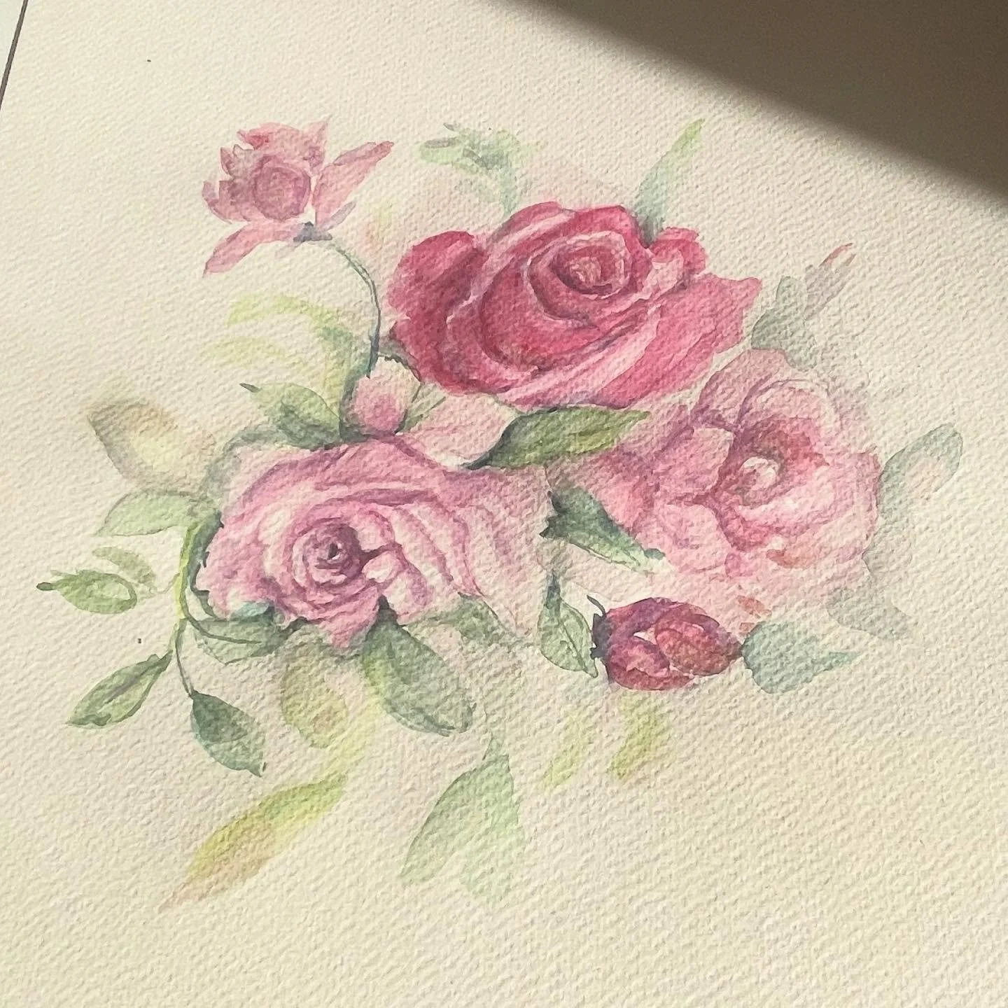 Today&rsquo;s flower mood - Romantic soft pinks and greens. Today I woke up well rested and inspired, the sun shined beautifully in my painting spot, it is a new day and new perspective. Inspired by my tea cups inherited by my mom. Searching for my a