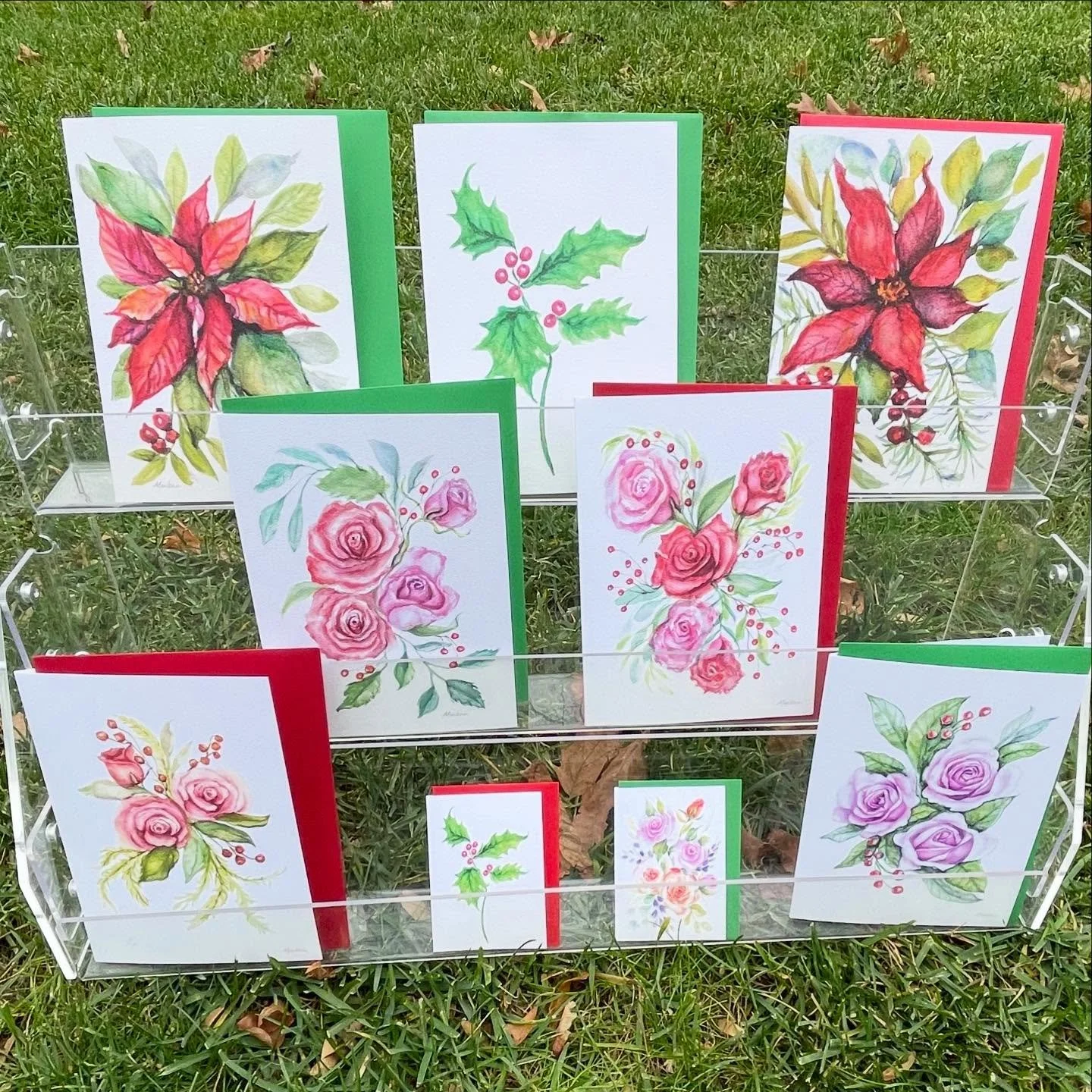⭐️New Cards! Introducing Holiday Floral Watercolor Card Collection 2025 - available for purchase in Ridgefield CT at local store @bellahomeridgefield.

I couldn&rsquo;t decide which one, so I printed all. 

The Holly and Poinsettia cards are always a