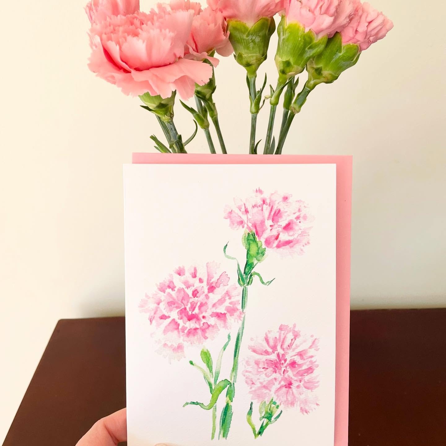 Restocked Cards! Purchase now January Carnations, February Violets, and March Daffodils.

Buy in Ridgefield CT at 2 locals stores @bellahomeridgefield and @109cheese 

Carnation meaning from the secret language of flowers- deep love and purity.

Happ