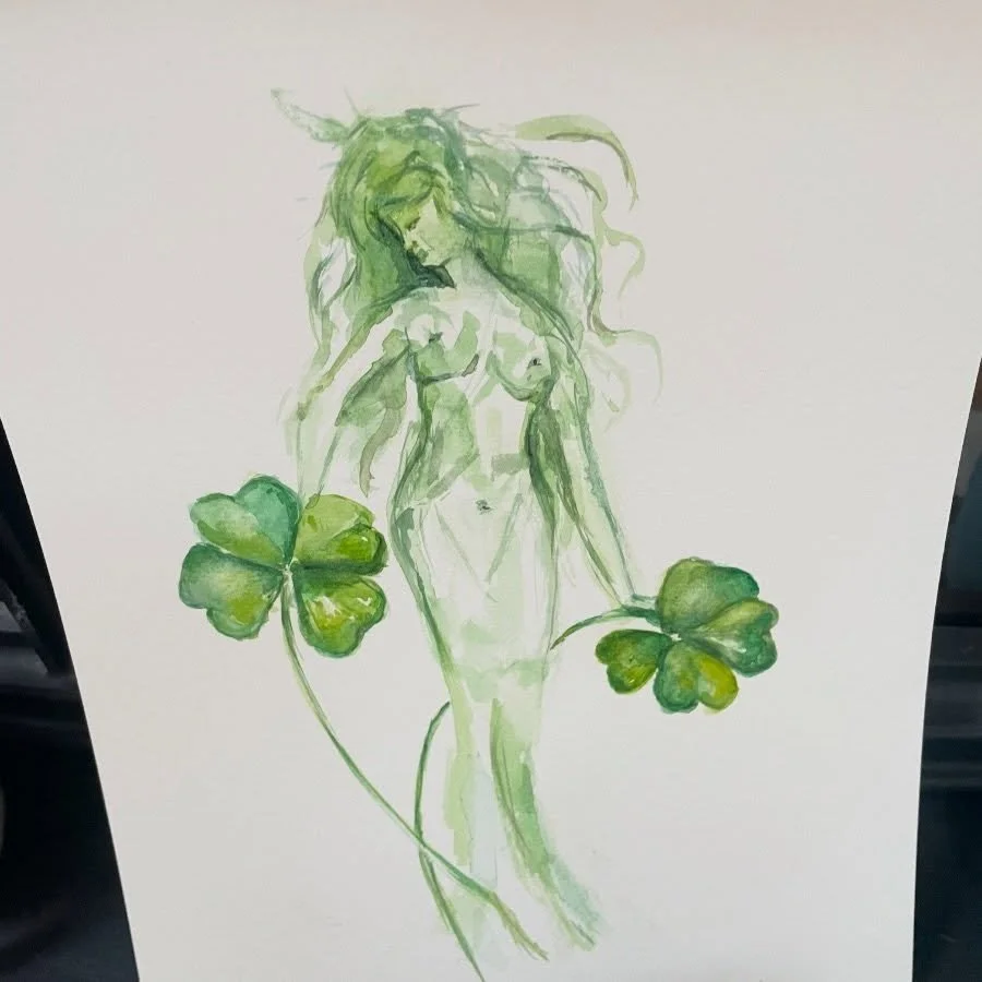 Lady Luck 🍀 making her visit. 
Happy St Patrick&rsquo;s Day

#watercolorstpatricksday #watercolourpainting