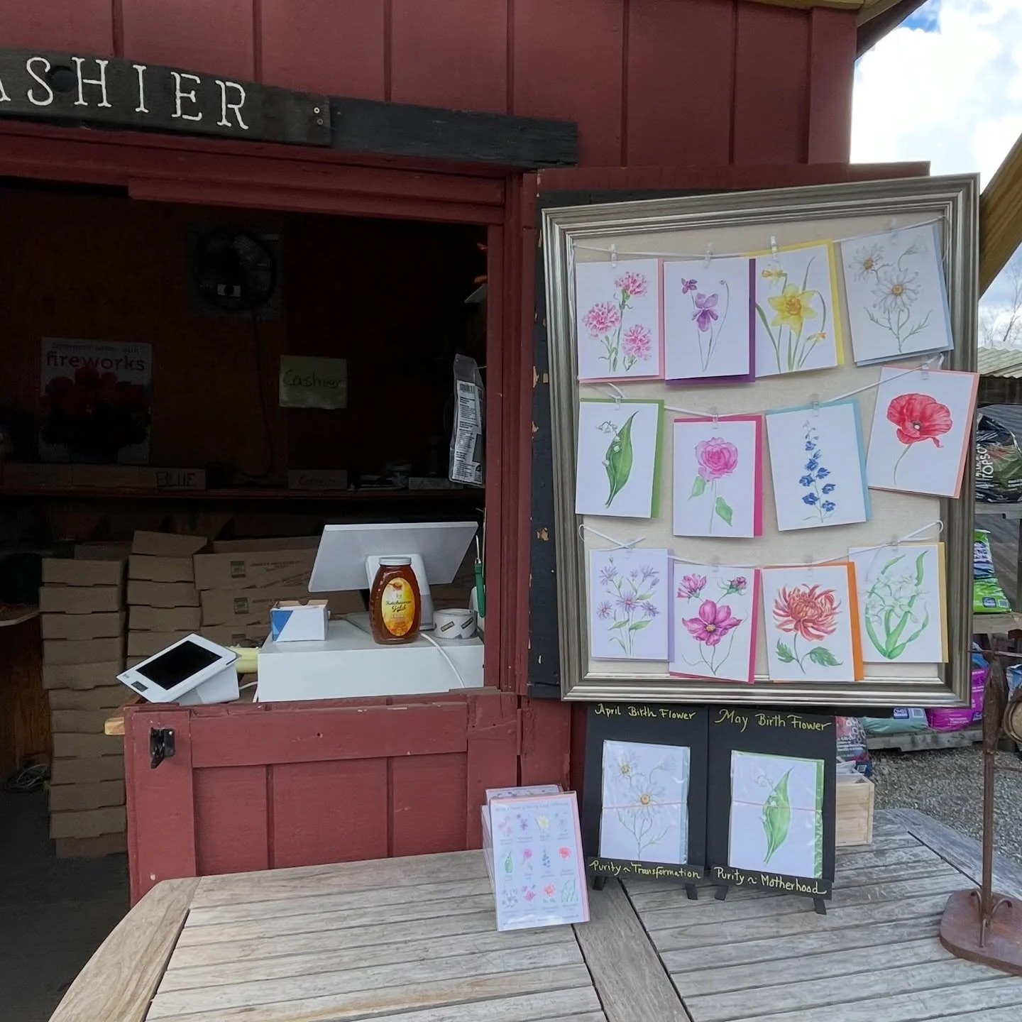 New store! Purchase my watercolor cards in Gossett Nursery in South Salem @gossettbrothers 

A perfect flower pairing 

Also checkout the recently renovated winery, bakery &amp; cafe - and of course lots of pretty flowers and plants to help spruce up