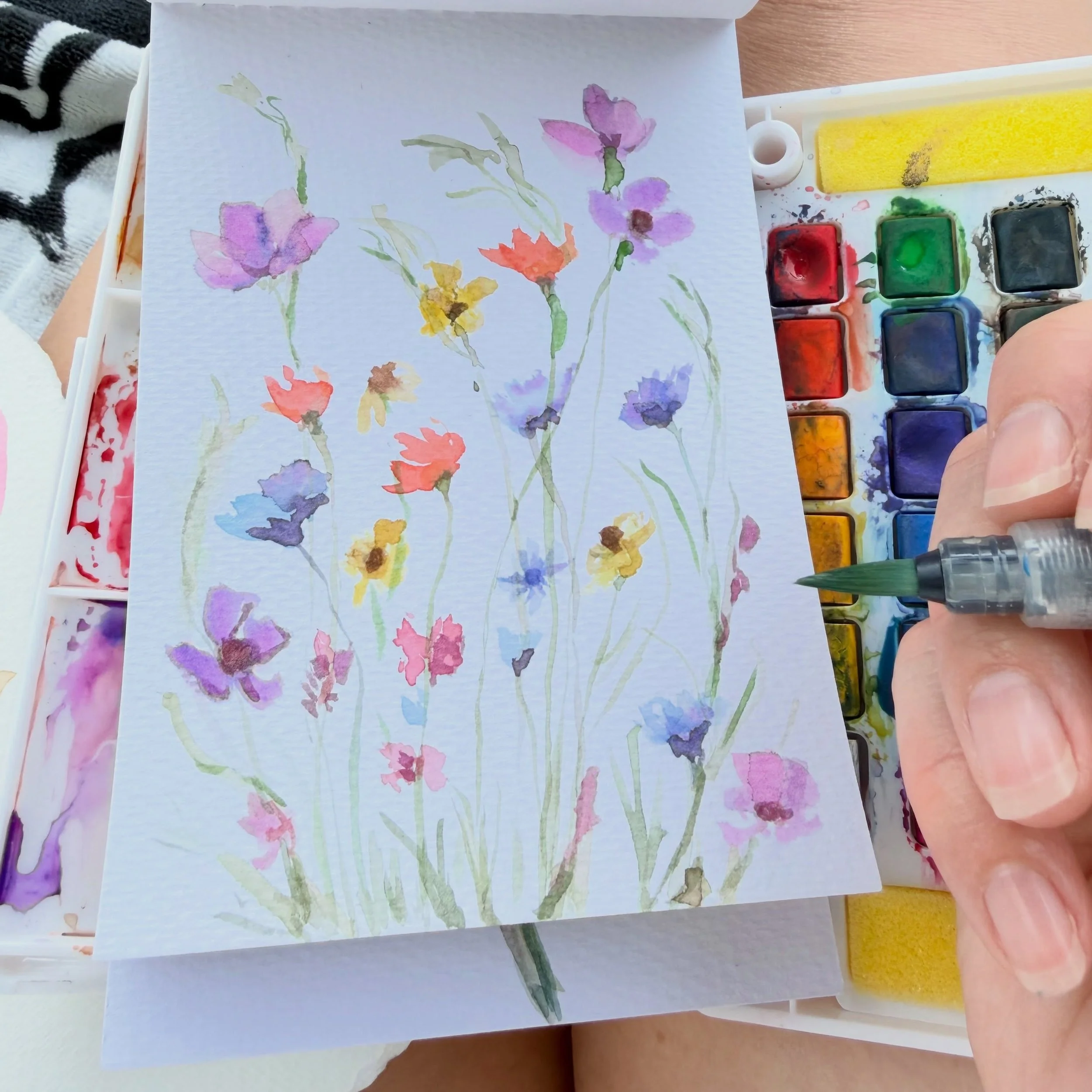 Today&rsquo;s Summer Simple Watercolor Doodles. Keeping it simple and colorful. Loving the highways&rsquo; wildflowers here in CT #watercolorwildflowers