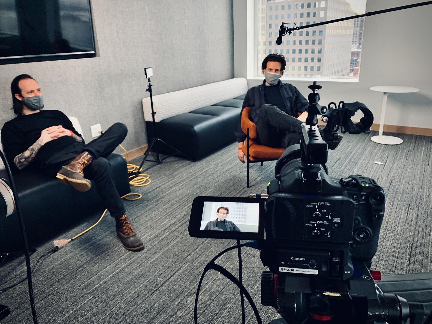 Camera testing at the @jcrew offices, NYC. Winter filming with a relaxed mood is good. #JCrew #VideoProduction
.
.
.
.
#IfTheseBoysCouldTalk
@bellurypants @matteolibb
📸 @jpgannon #NYC