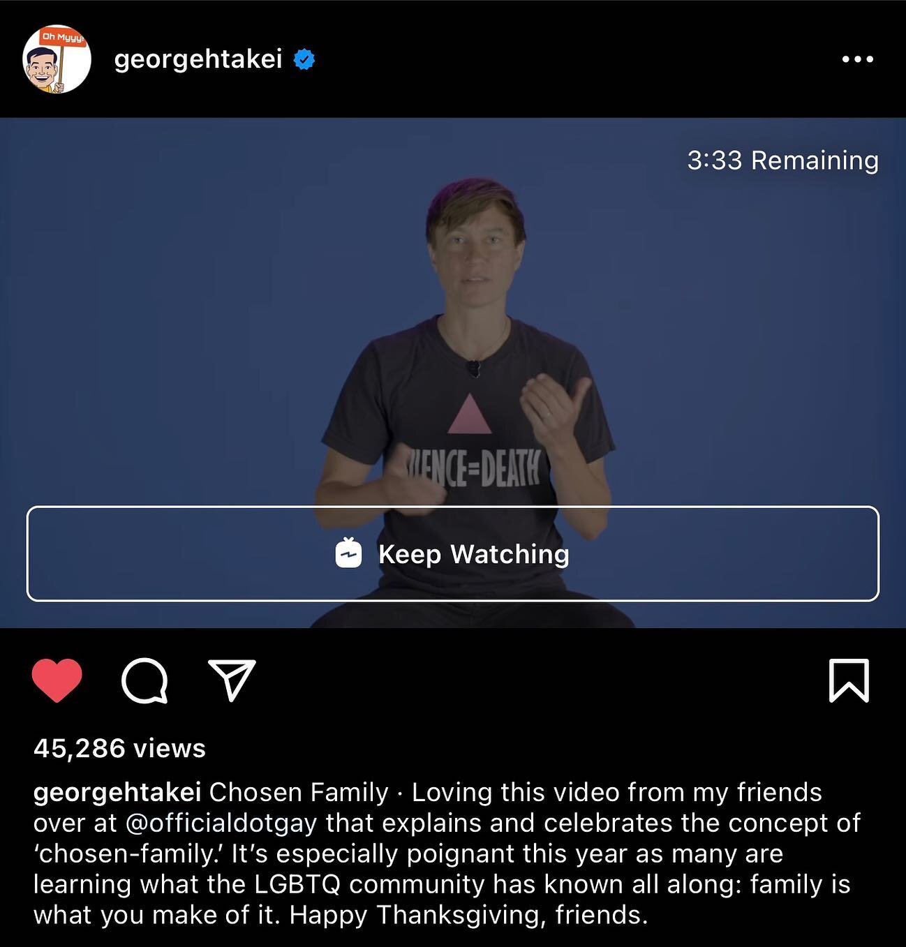 We are most #thankful for when @georgehtakei reposts our @officialdotgay web series #TheLibrary over the holiday weekend. Thanks George!!!! 🌈

#regram @georgehtakei

Chosen Family

Loving this video from my friends over at @officialdotgay that expla